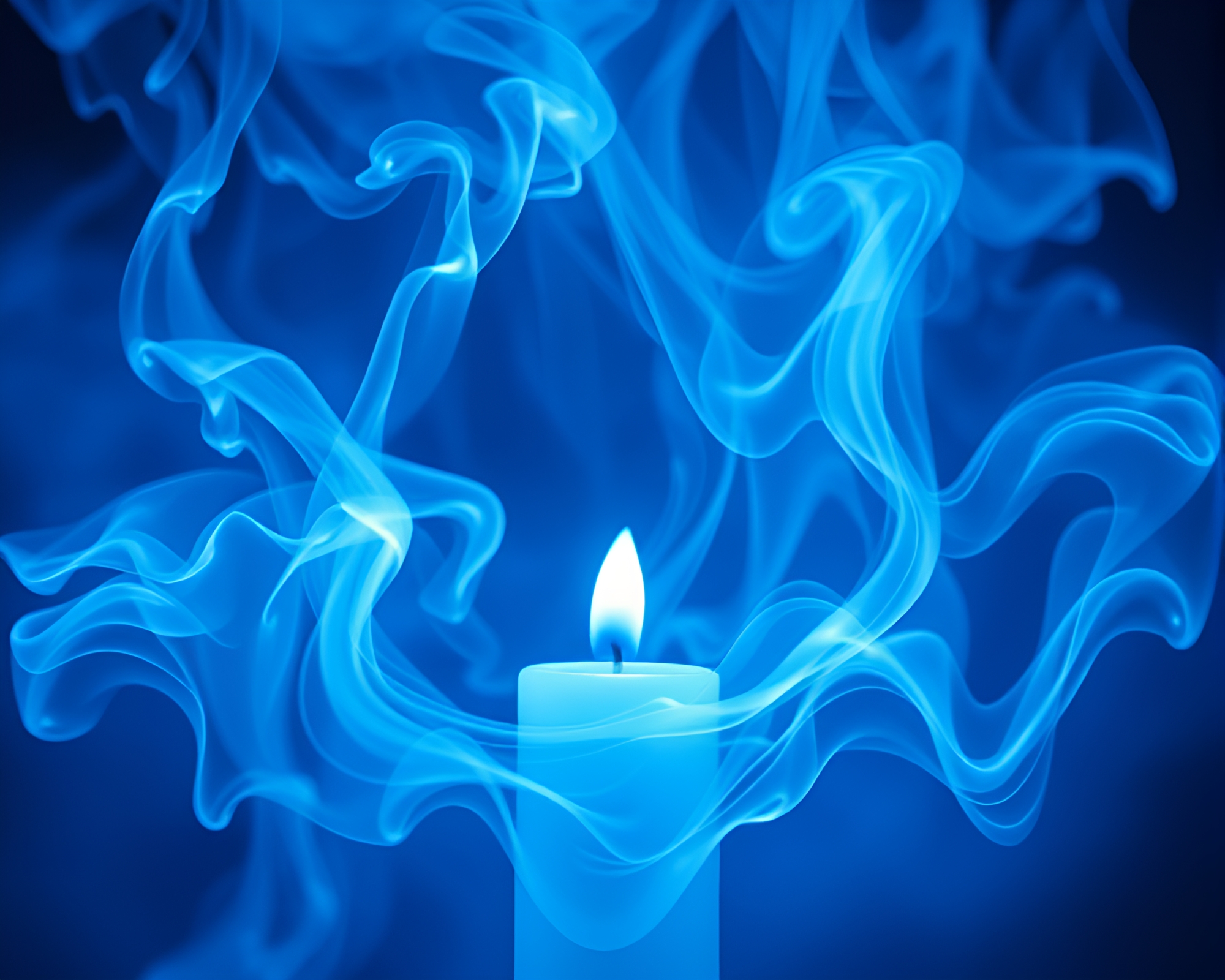 Quantum Fluctuations in Ice-Blue Mosaic Candle Smoke – free AI stock image