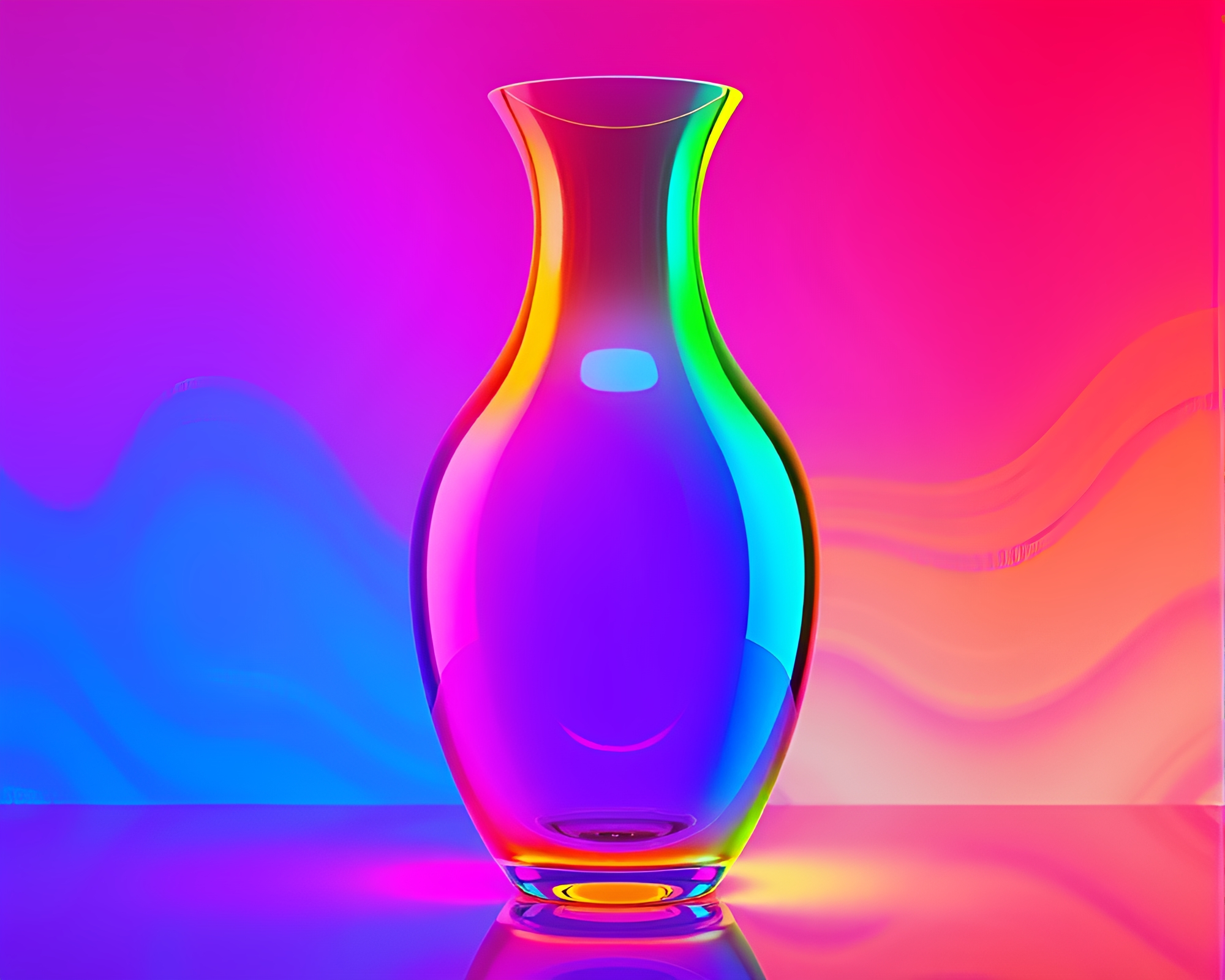 Neon Vase Fantasy: Skeuomorphic Style – free AI stock image