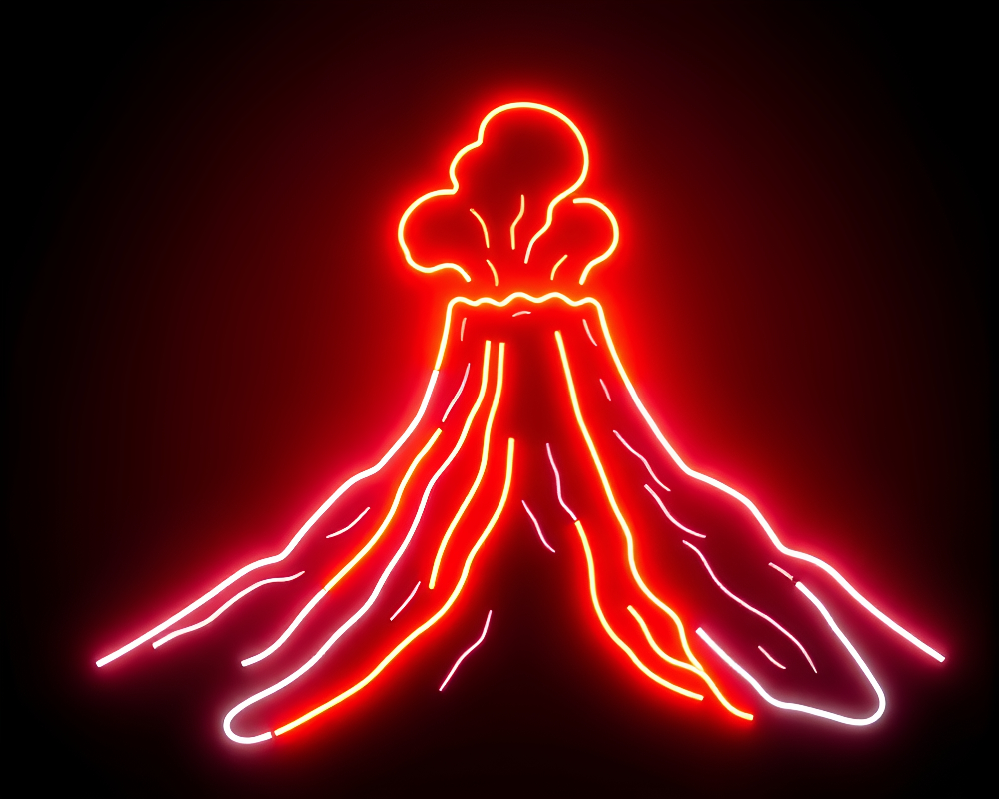 Neon Wireframe Volcanic Eruption Illuminated Library Scene – free AI stock image