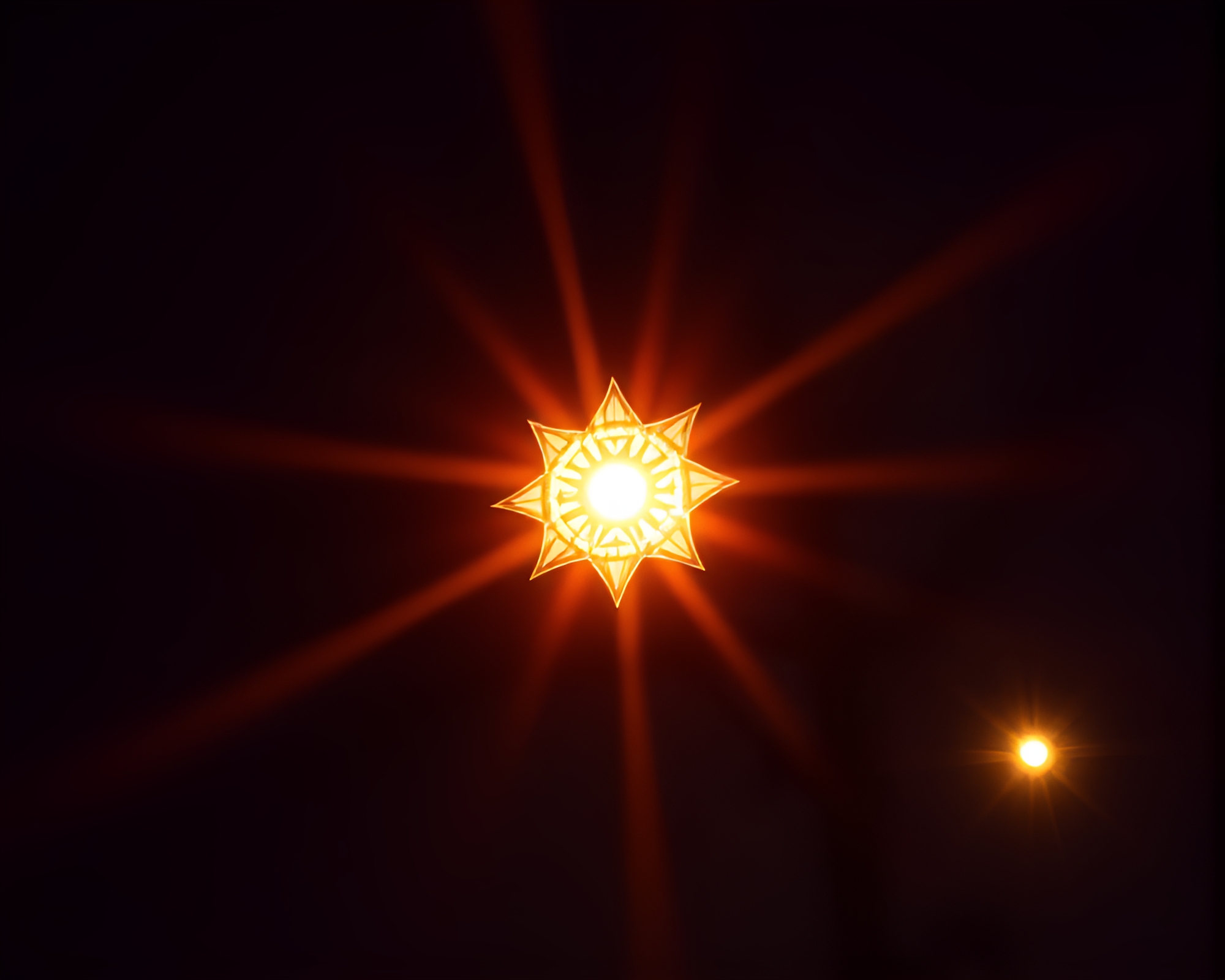 Esoteric Sigil in Streetlamp Glow with Sun Glare – free AI stock image
