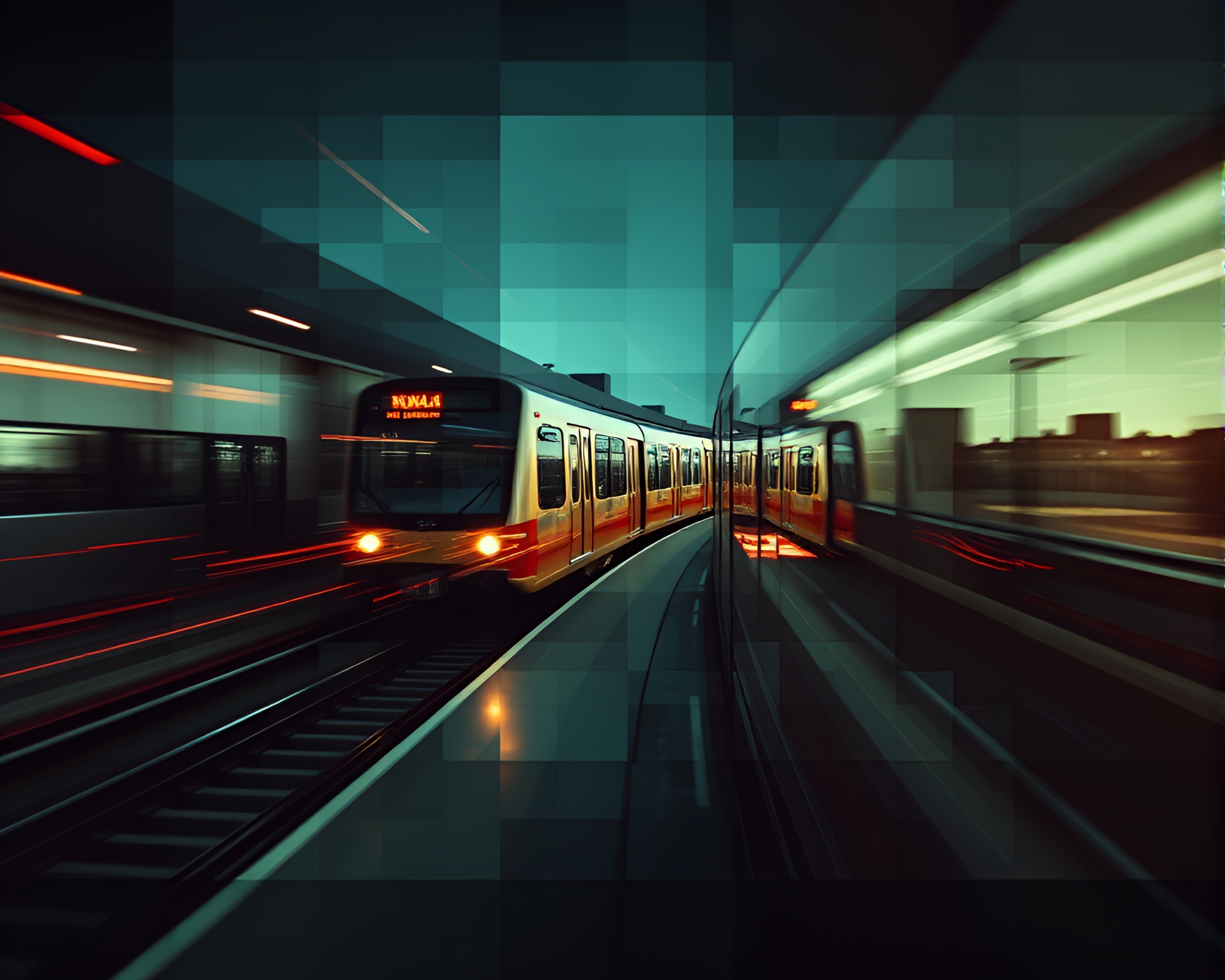 Cubist Monorail Grid Overlay Masterpiece – free AI stock image