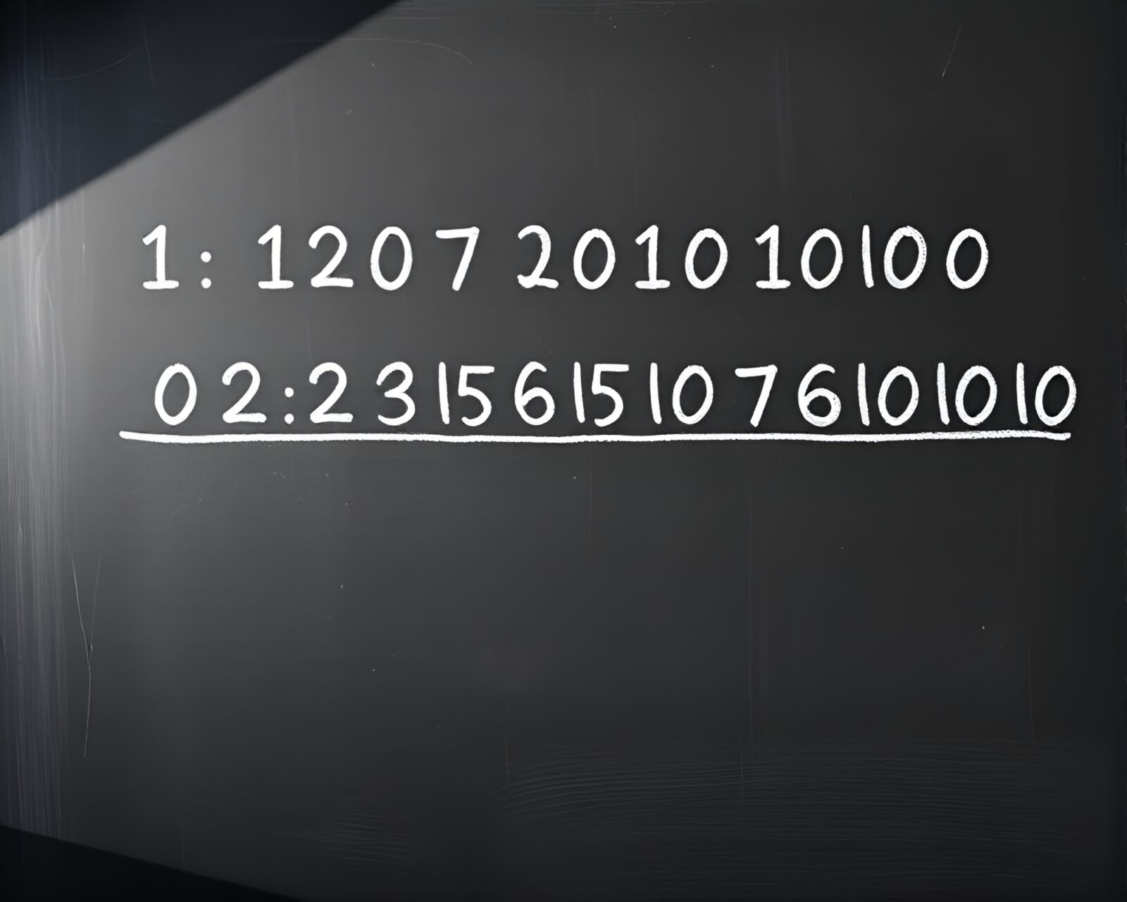 Abstract high-angle view of Morse code telegraph on chalkboard