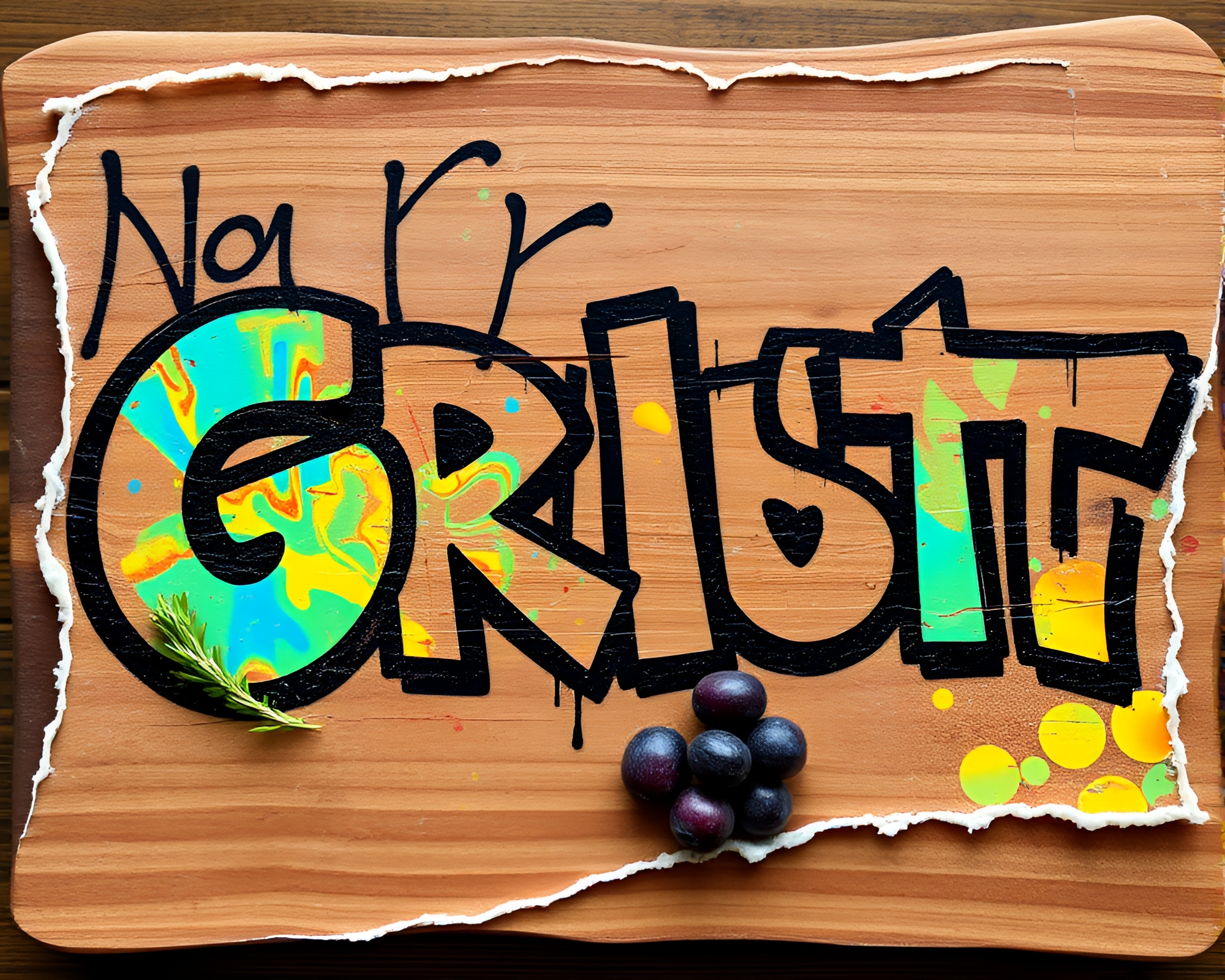 Ethereal Graffiti Charcuterie Board Display – free AI stock image