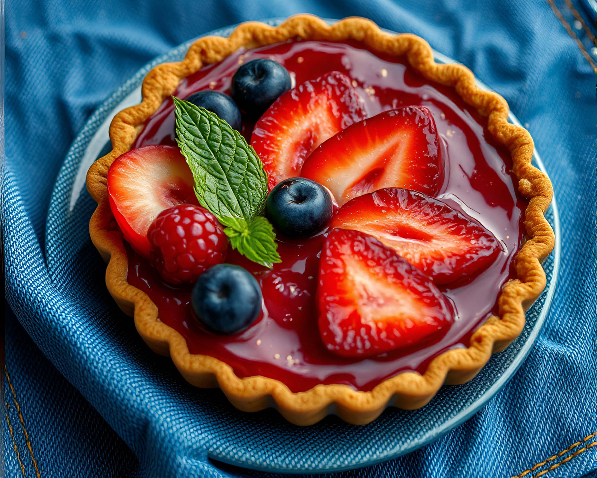 Fruit Tart Foliage: Foil-Stamped HDR Photography – free AI stock image