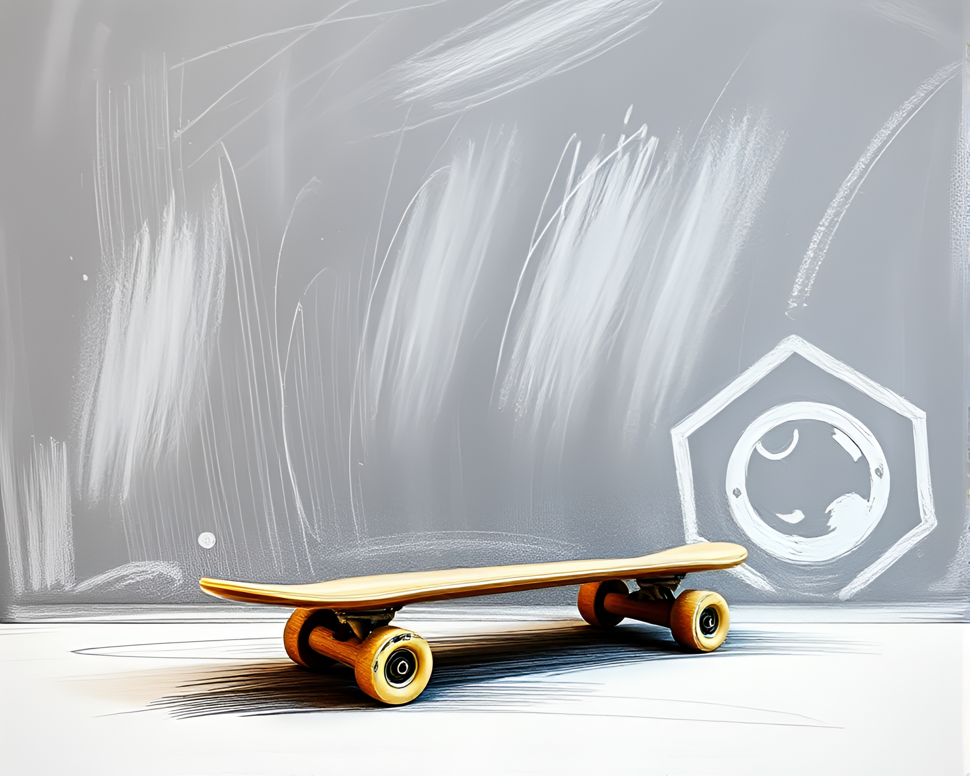 Dynamic Skateboarder in Chalkboard Style Art – free AI stock image