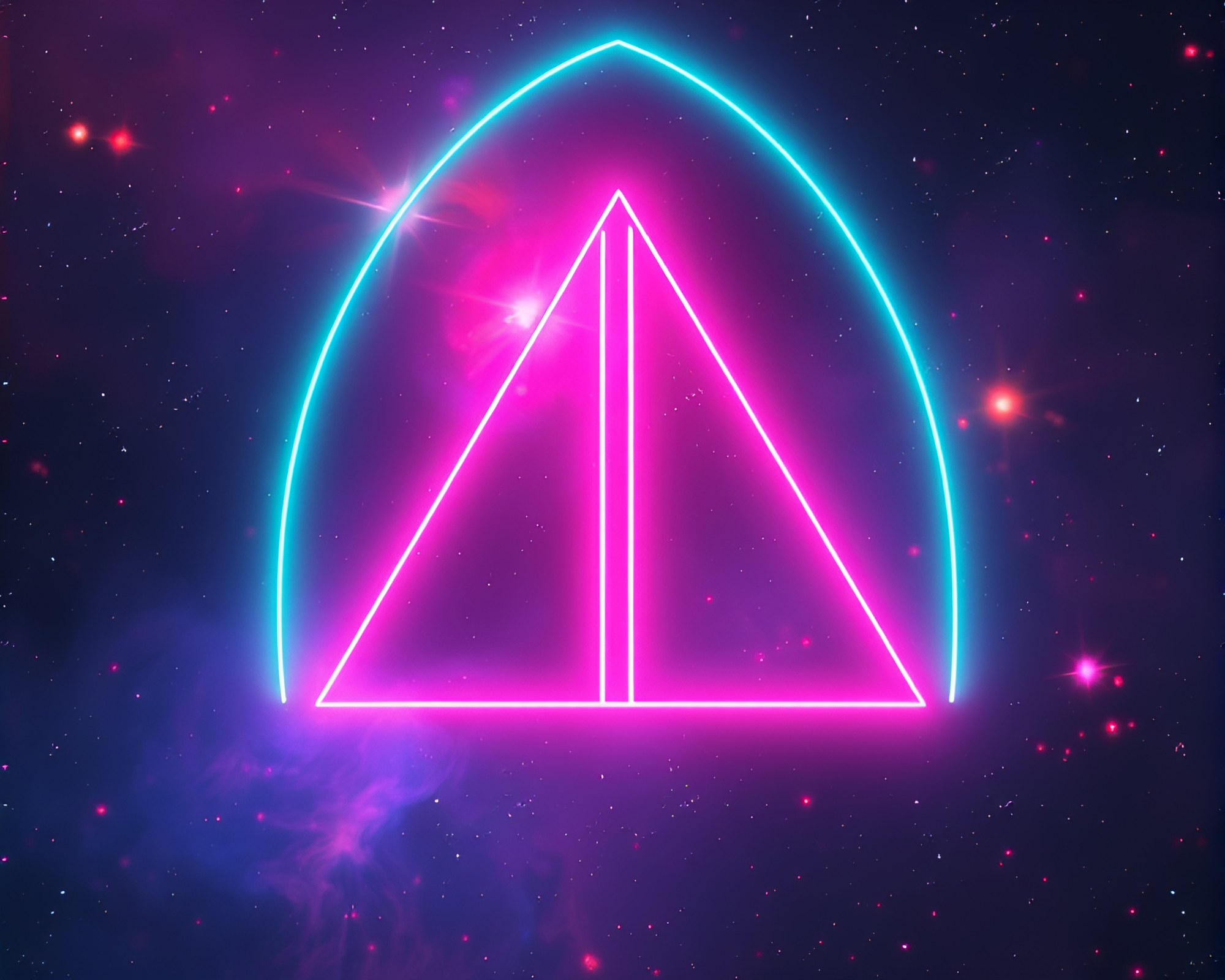 Golem Guardian in Neon Nebula Chaos – free AI stock image