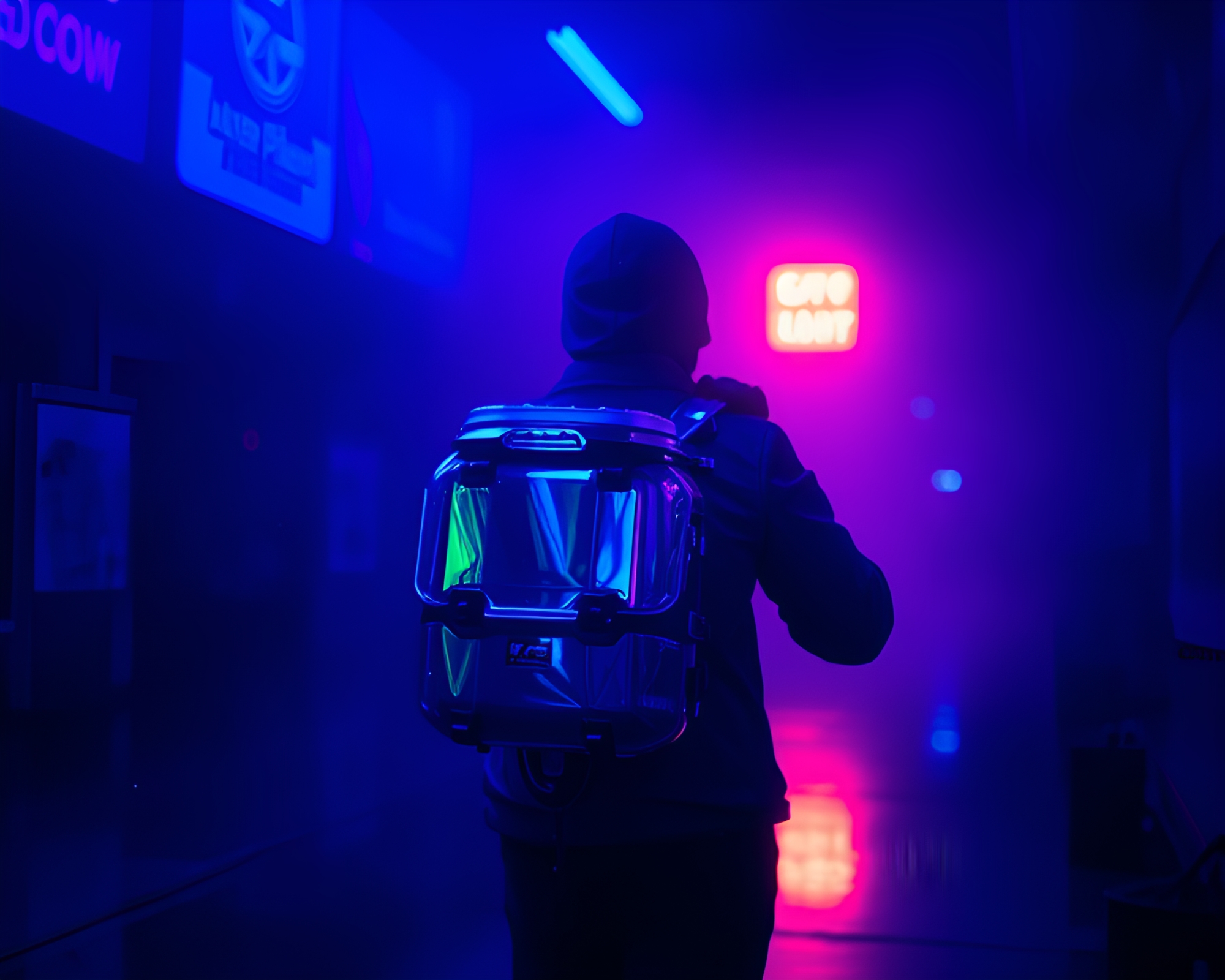 Iridescent Soap Film Jetpack in Dystopian Indigo – free AI stock image