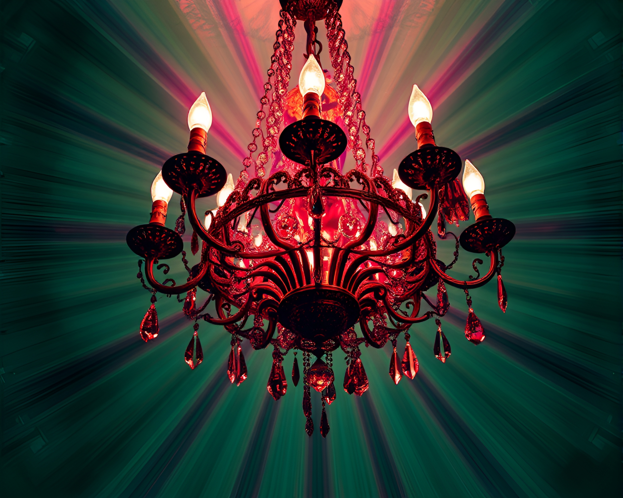 Victorian Chandelier with Starburst Color Overlay X-Ray Composition – free AI stock image