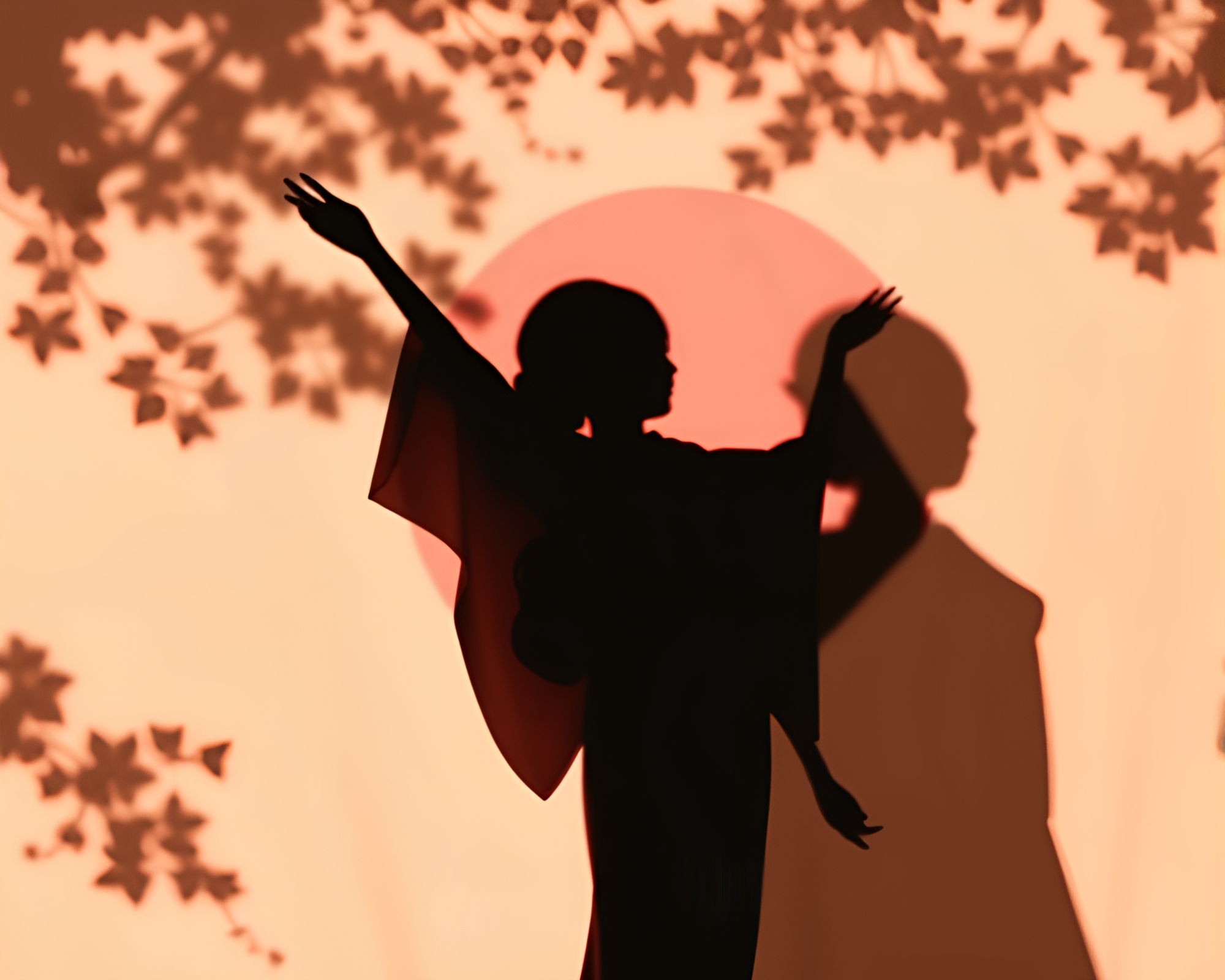 Ethereal Glass Distortion: Silk Kimono in Soft Shadows – free AI stock image