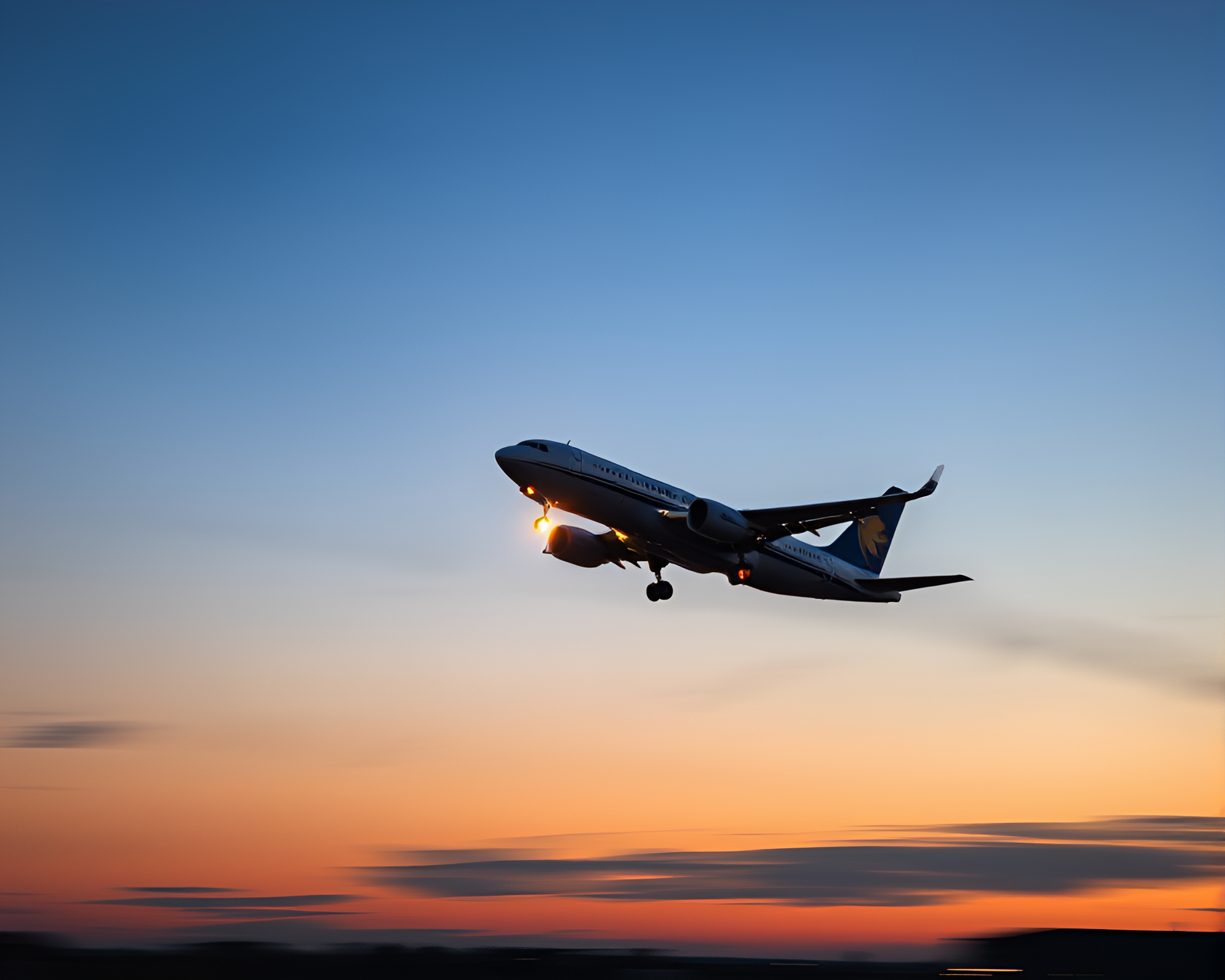 Twilight Blue Hour Airplane in Motion Capture HDR Photography – free AI stock image