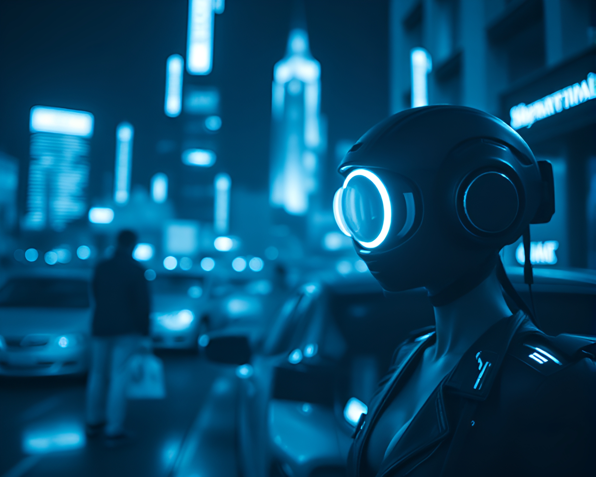 Futuristic Hydra Under Monochrome Blue Spotlight – free AI stock image