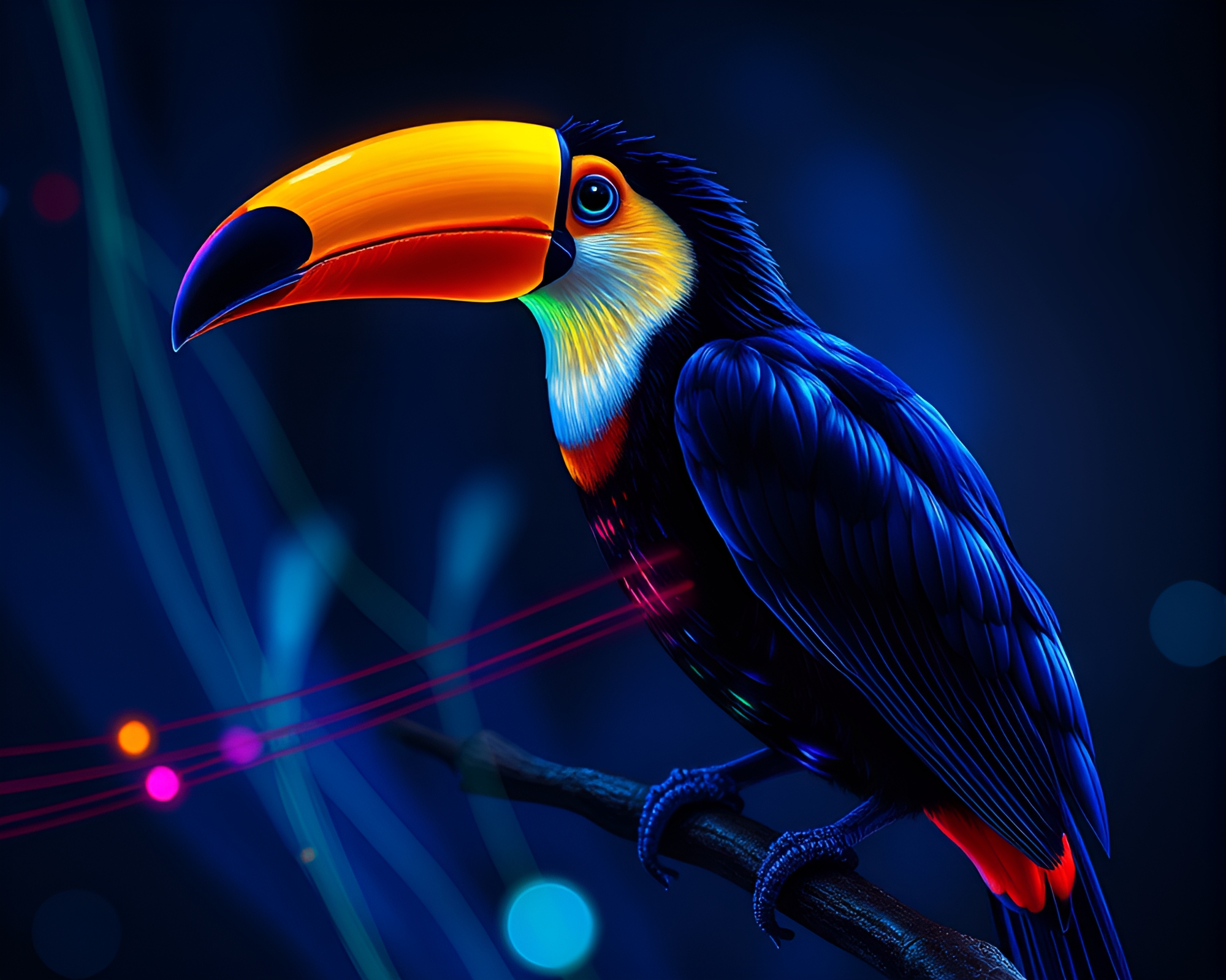 Vibrant Toucan Bursting with Fiber Optic Splendor – free AI stock image