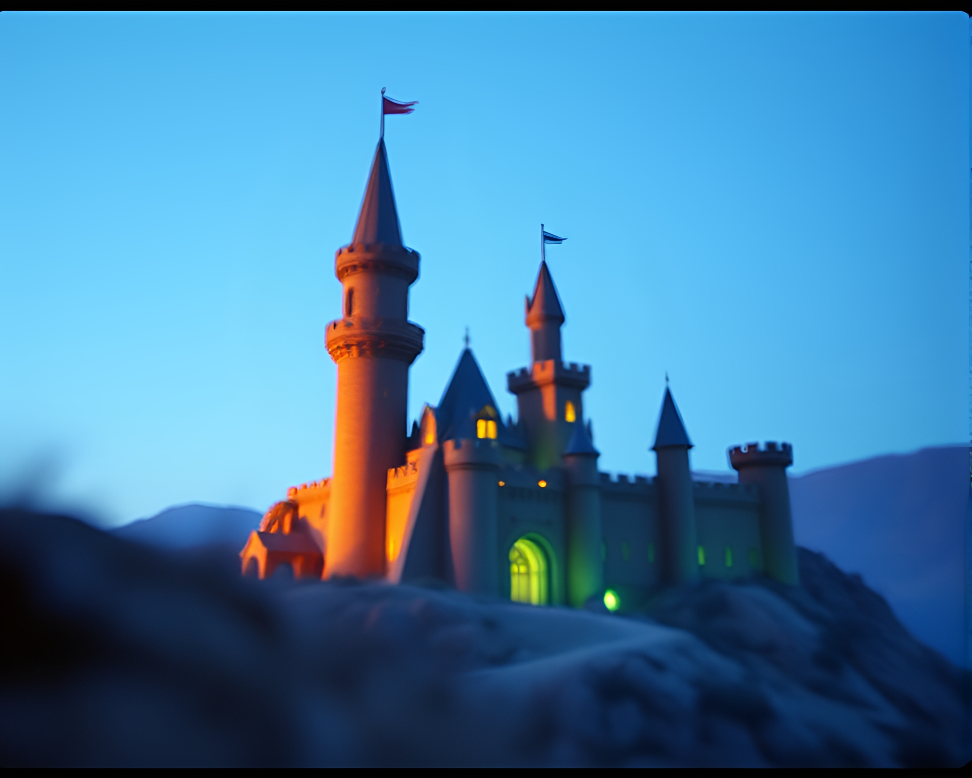 Deserted Castle with Stardust Shimmer Film Effect – free AI stock image