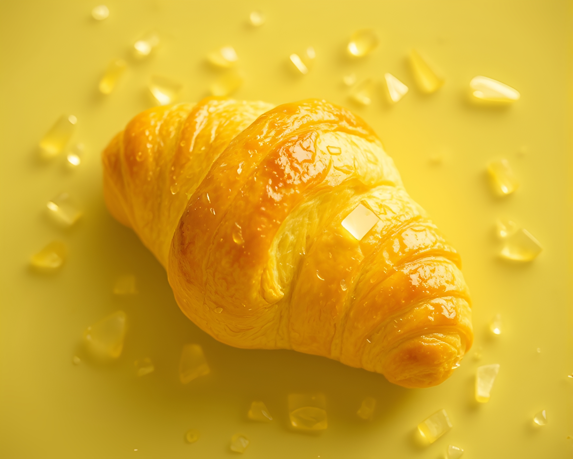 Shattered Croissant in Lemon Yellow Sepia Light – free AI stock image