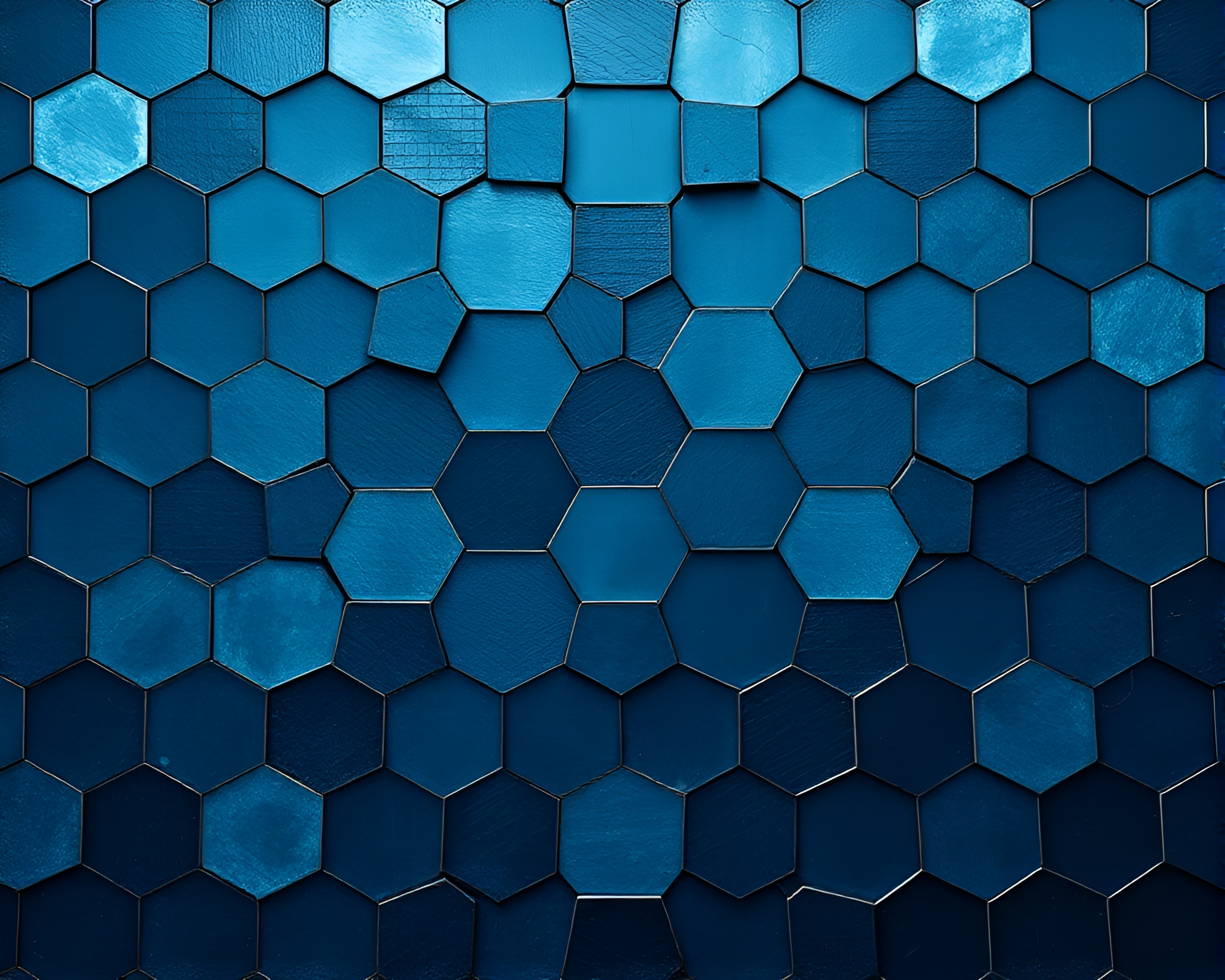 Cubist Dreams: Indigo Mystery Hexagonal Tiling – free AI stock image