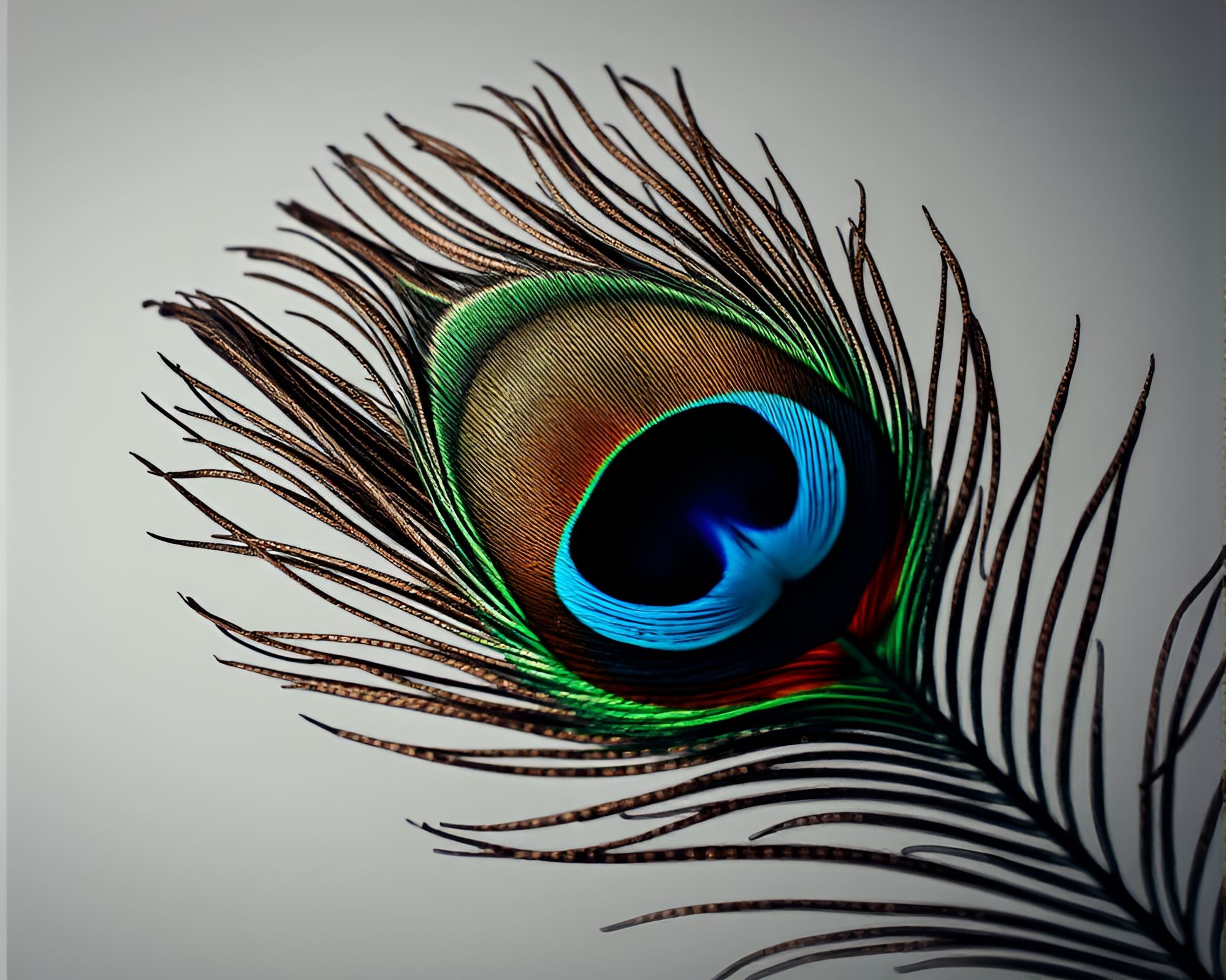 Elegant Peacock Feather in Ambient Occlusion – free AI stock image