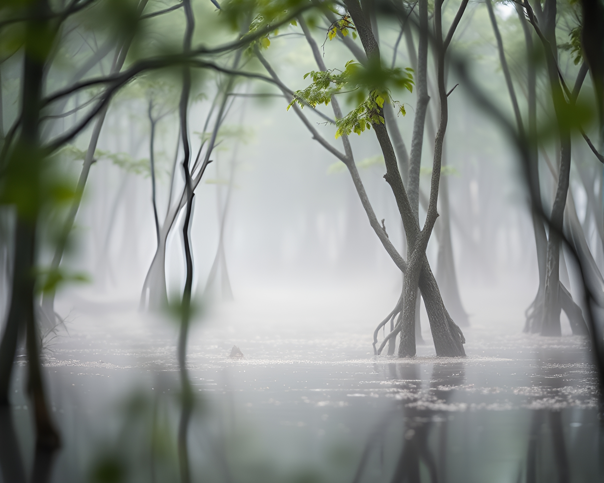 Enchanting Mangrove Swamp: Bokeh Framed by Nature’s Beauty – free AI stock image