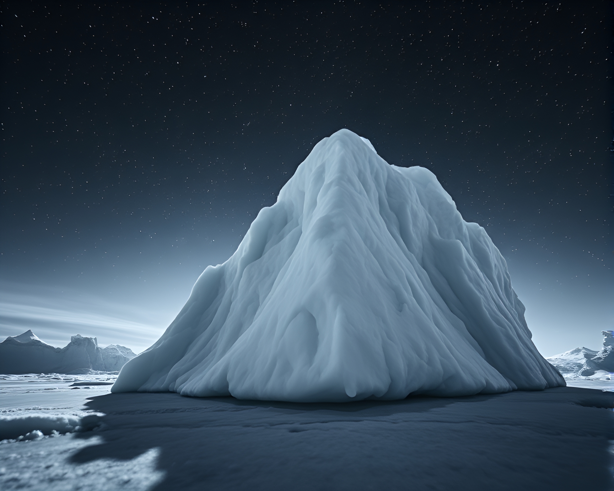 Arctic Iceberg Under Starlit Sky Close-Up – free AI stock image