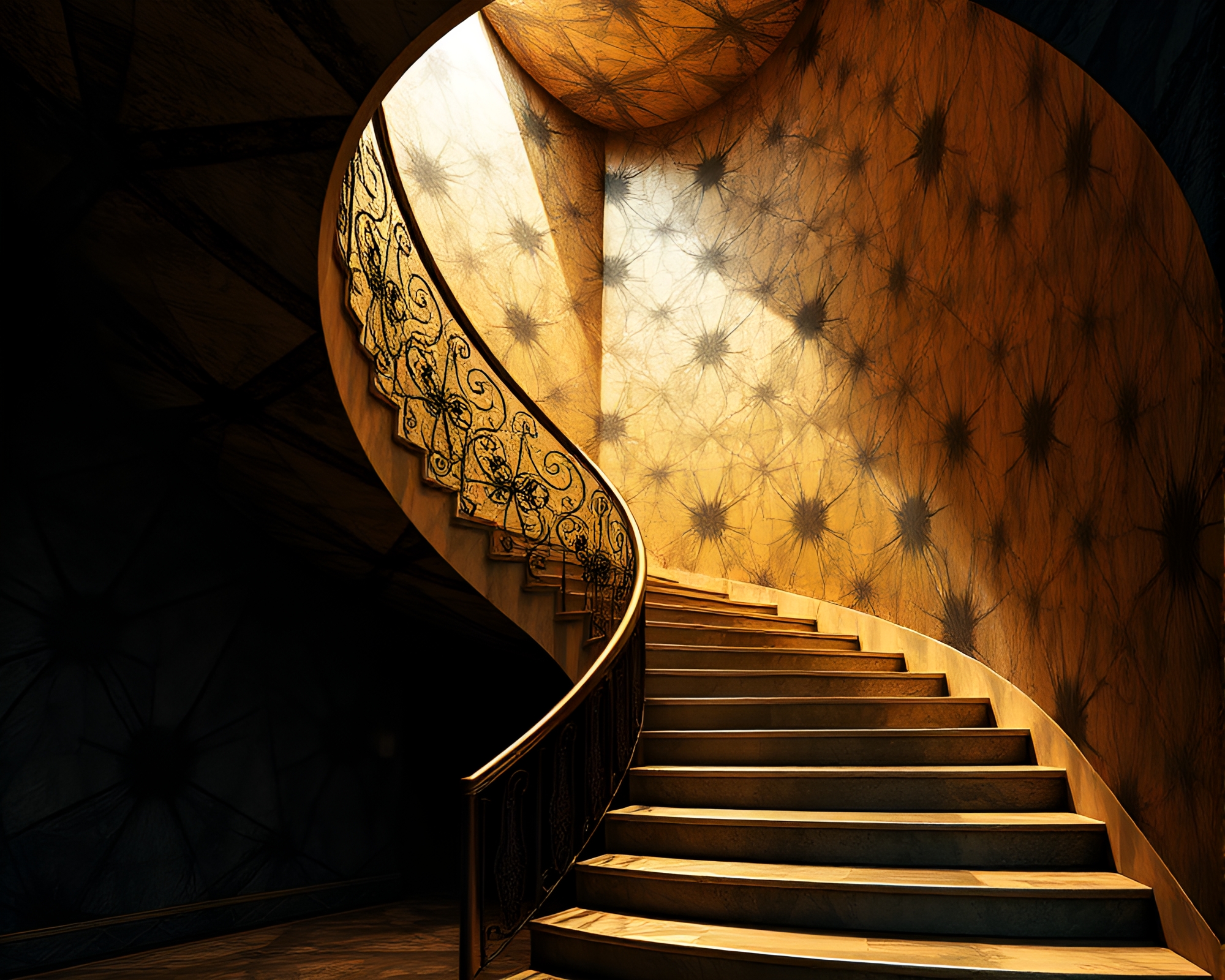 Savannah Golds Escher Staircase With Backscatter Flare – free AI stock image