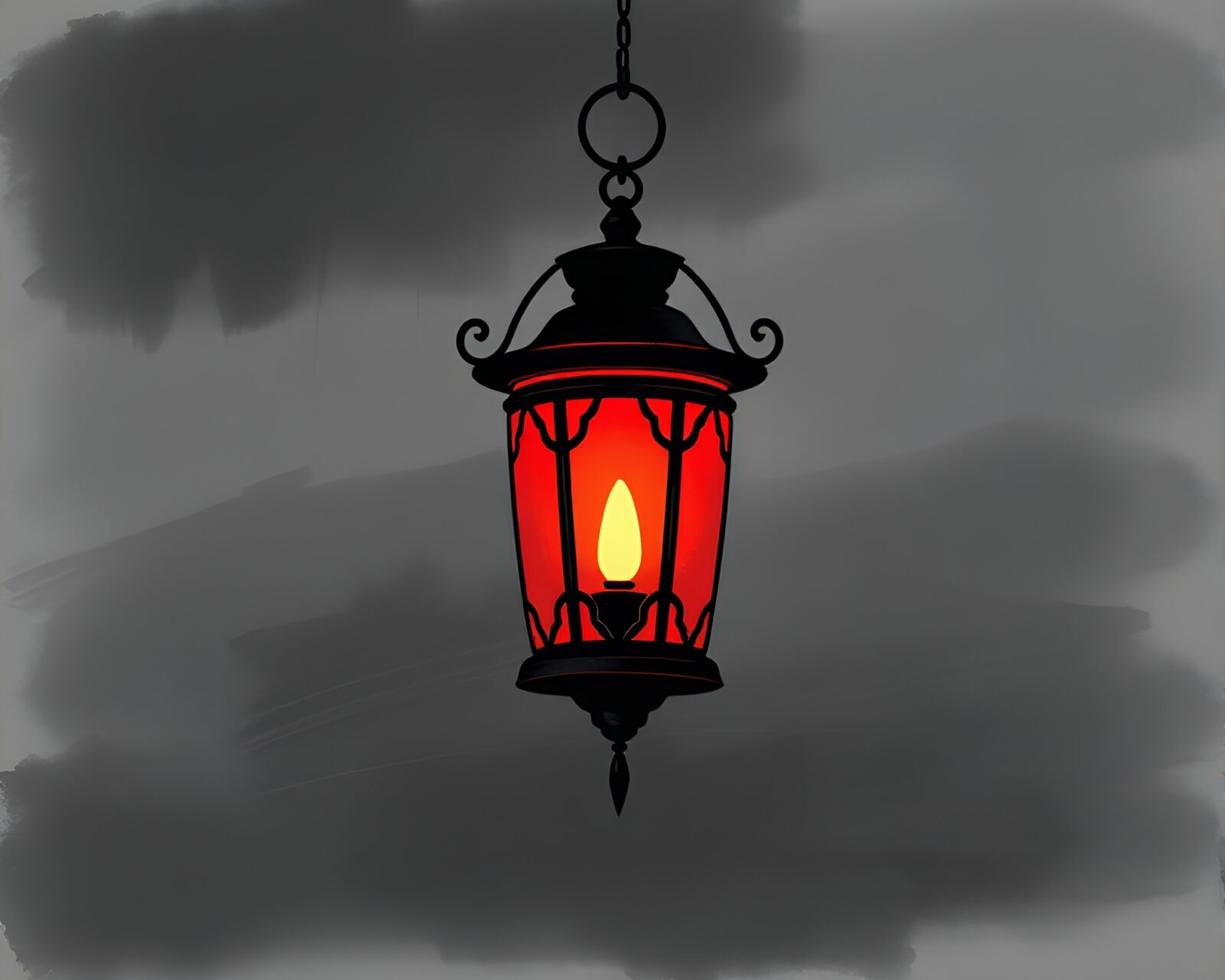 Lantern drawing in charcoal with nostalgic retro scanline effect