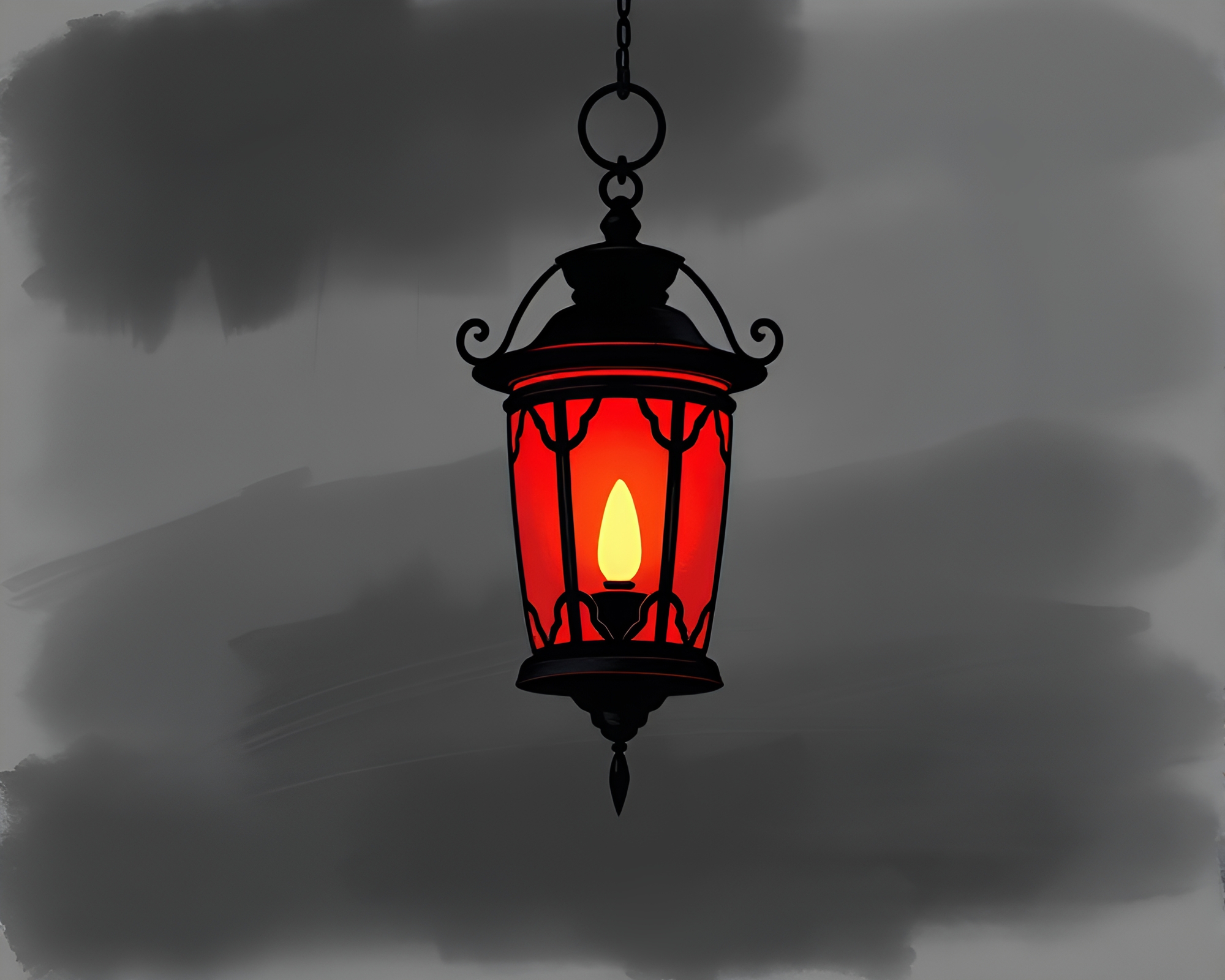 Vintage Lantern in Charcoal Art with Retro Scanlines – free AI stock image