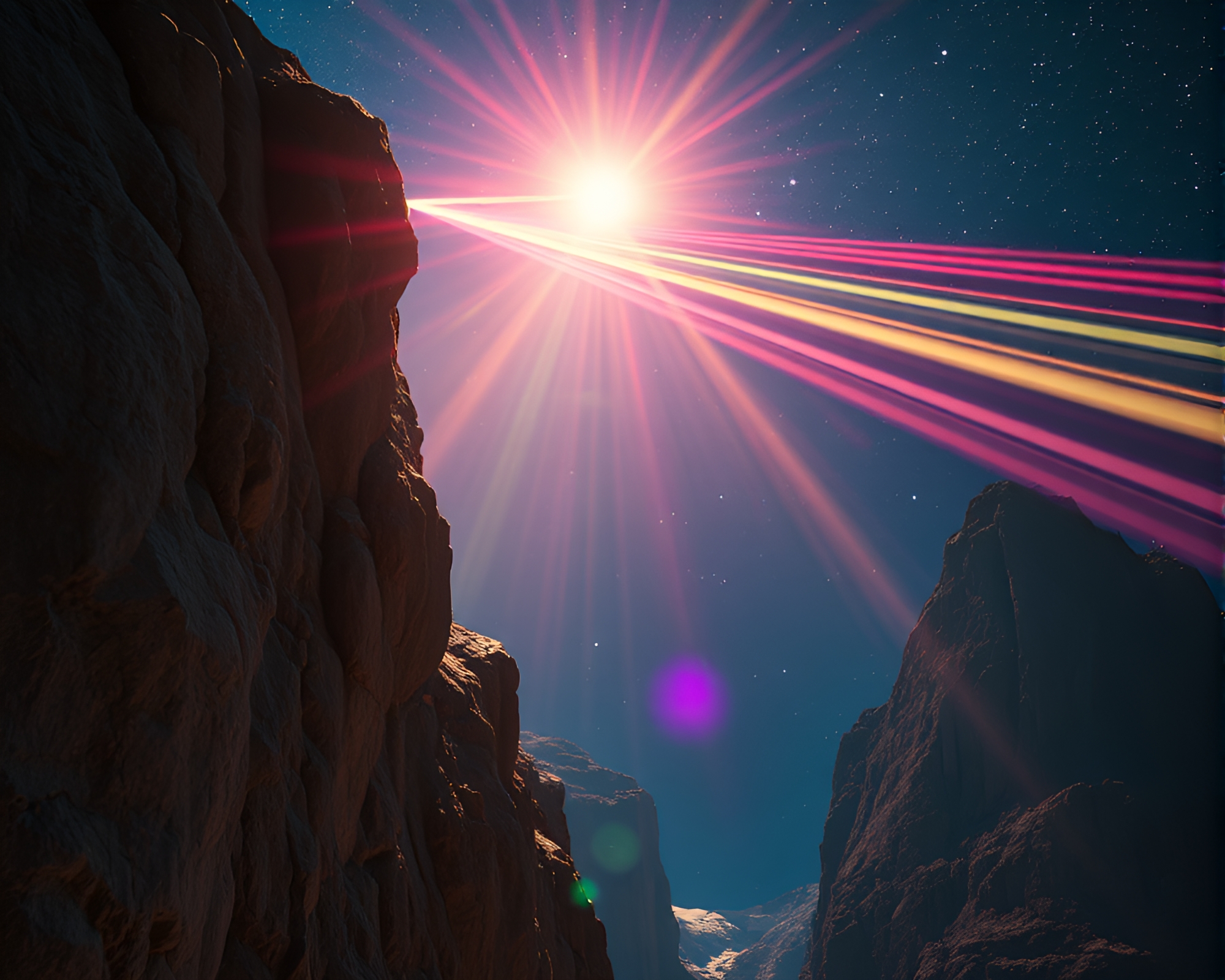Prismatic Cliff Spectacle with Retro Futurism Sparkle – free AI stock image