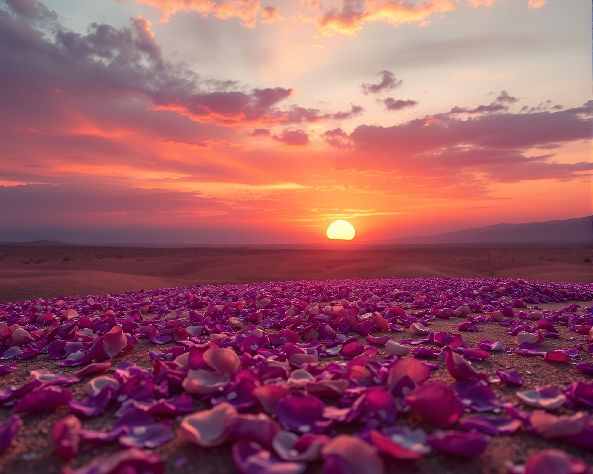 Floral Multiverse Portal at Desert Sunset – free AI stock image