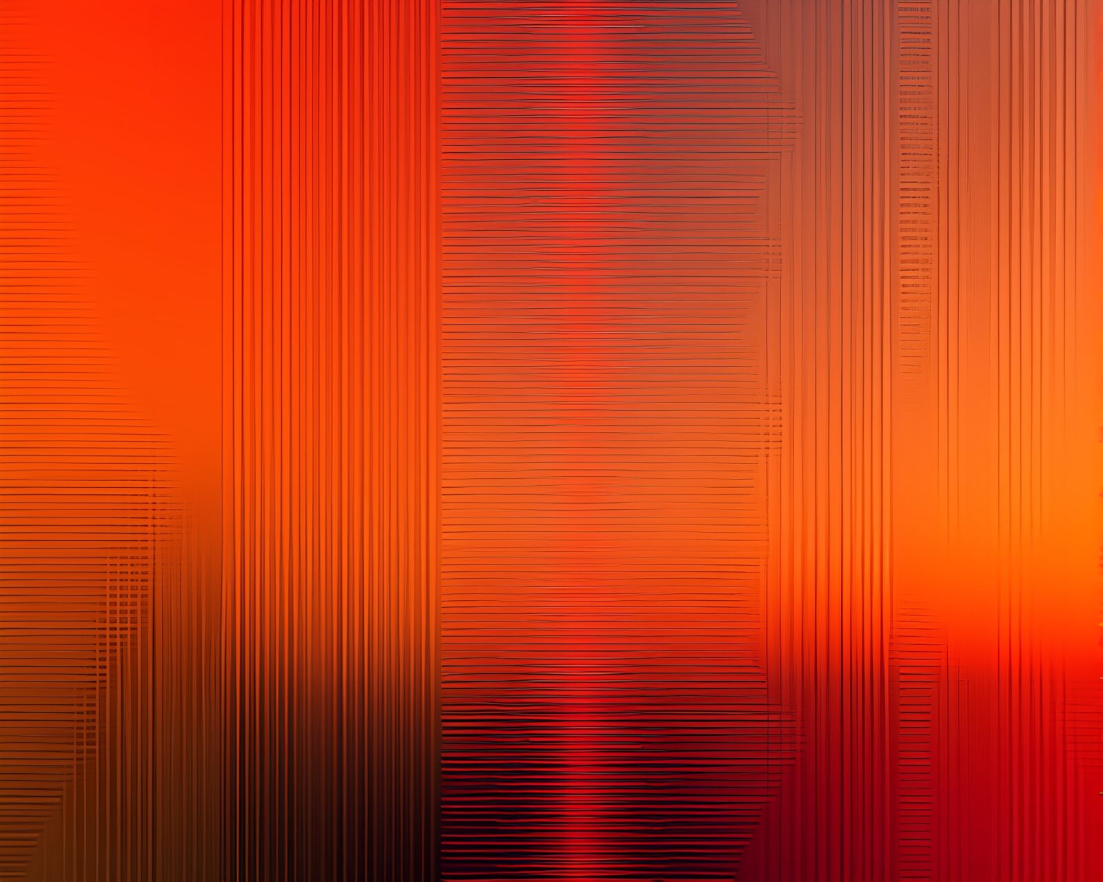 A sunset-orange gradient scene of a satyr in geometric abstraction amidst digital noise.