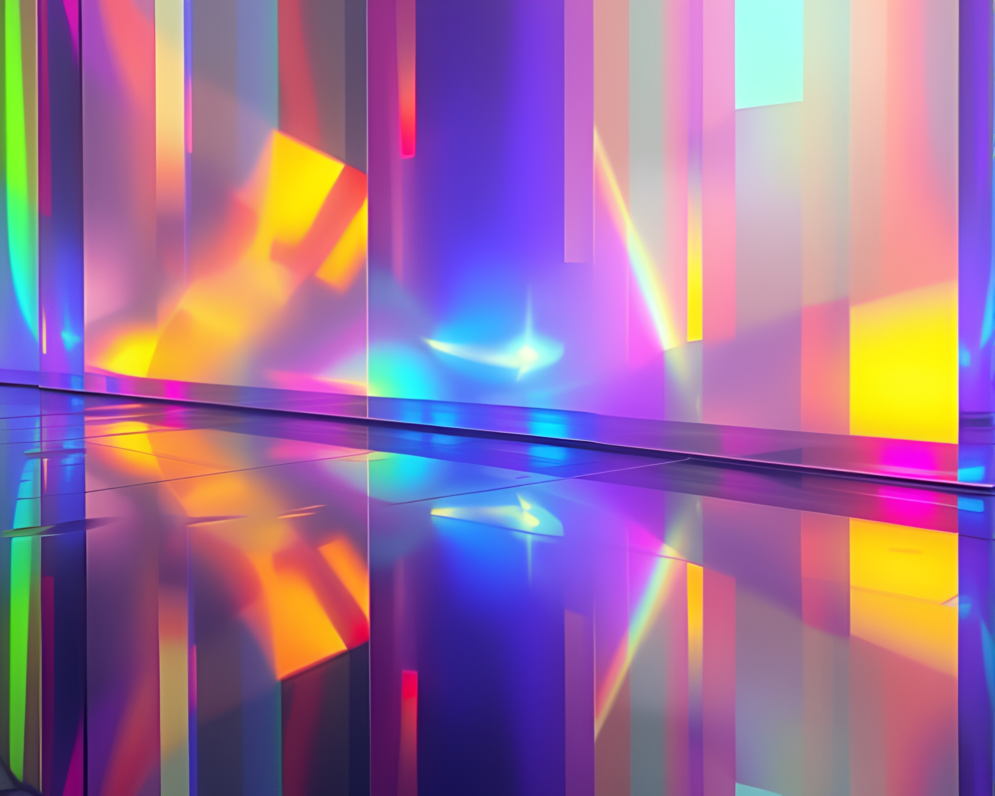 Rainbow Spectrum Reflective Wireframe Oil Painting – free AI stock image
