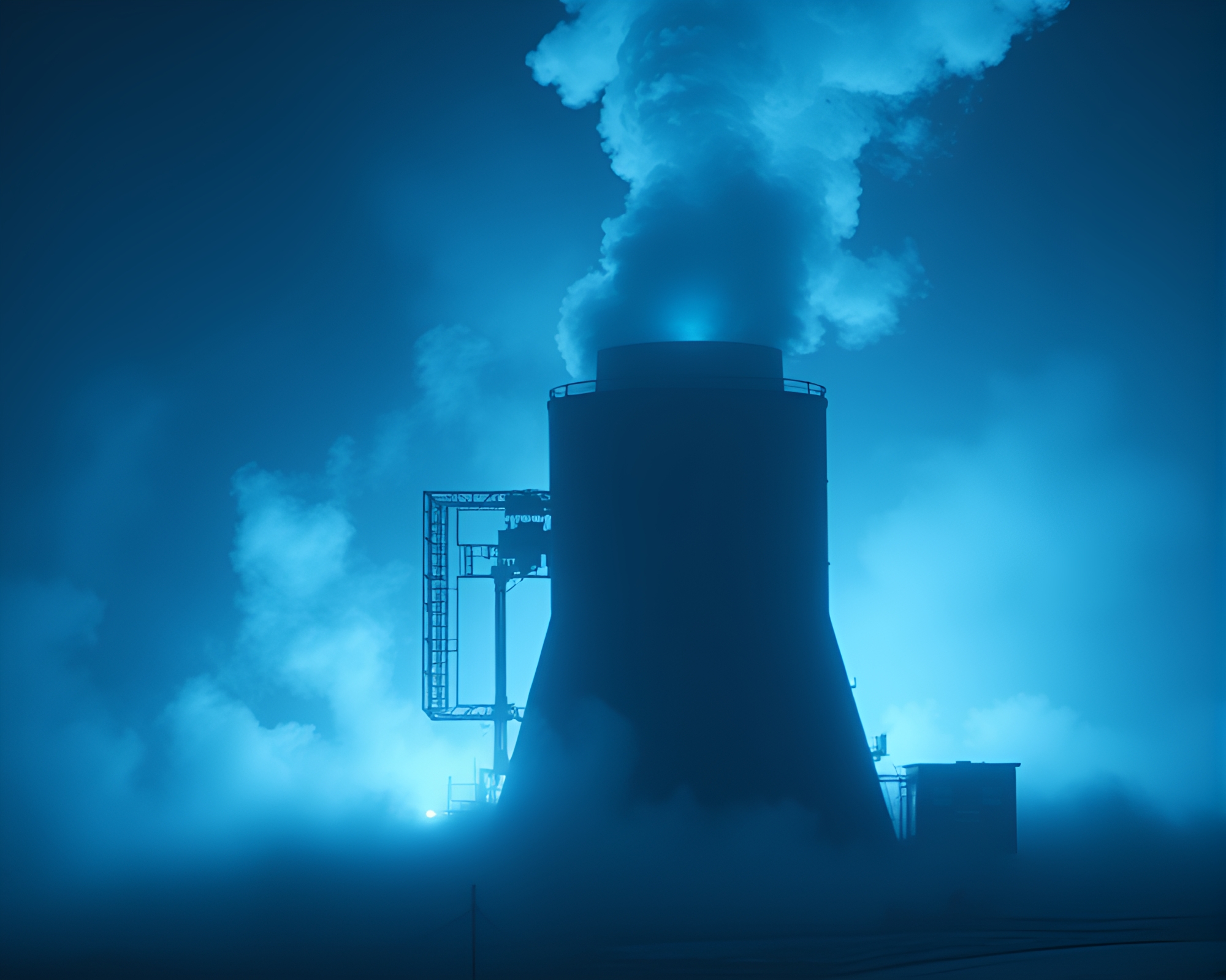 Zero-Point Energy Reactor Glowing Dust Silhouette – free AI stock image