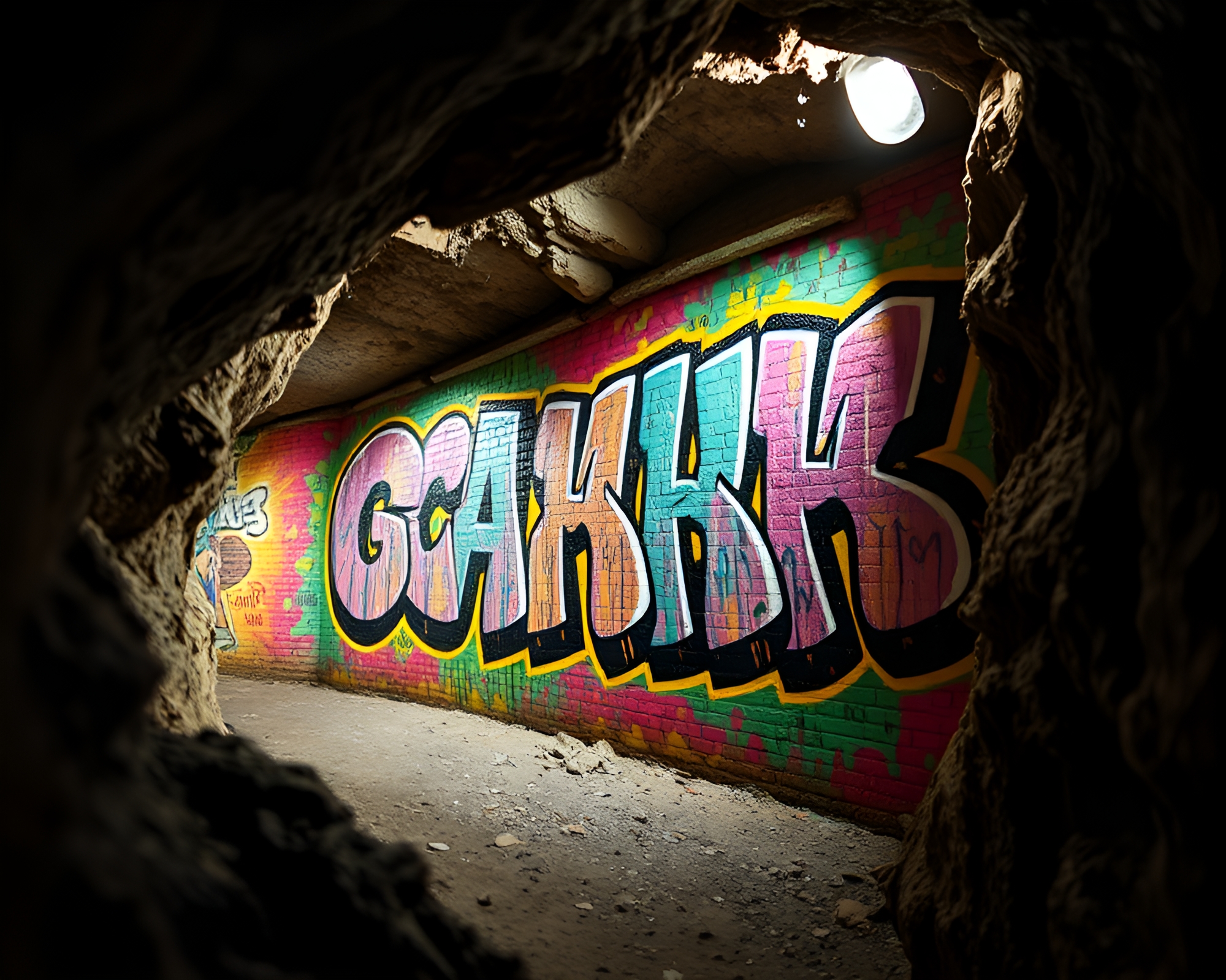 Cavern Street Art Illuminated by Macro Light – free AI stock image