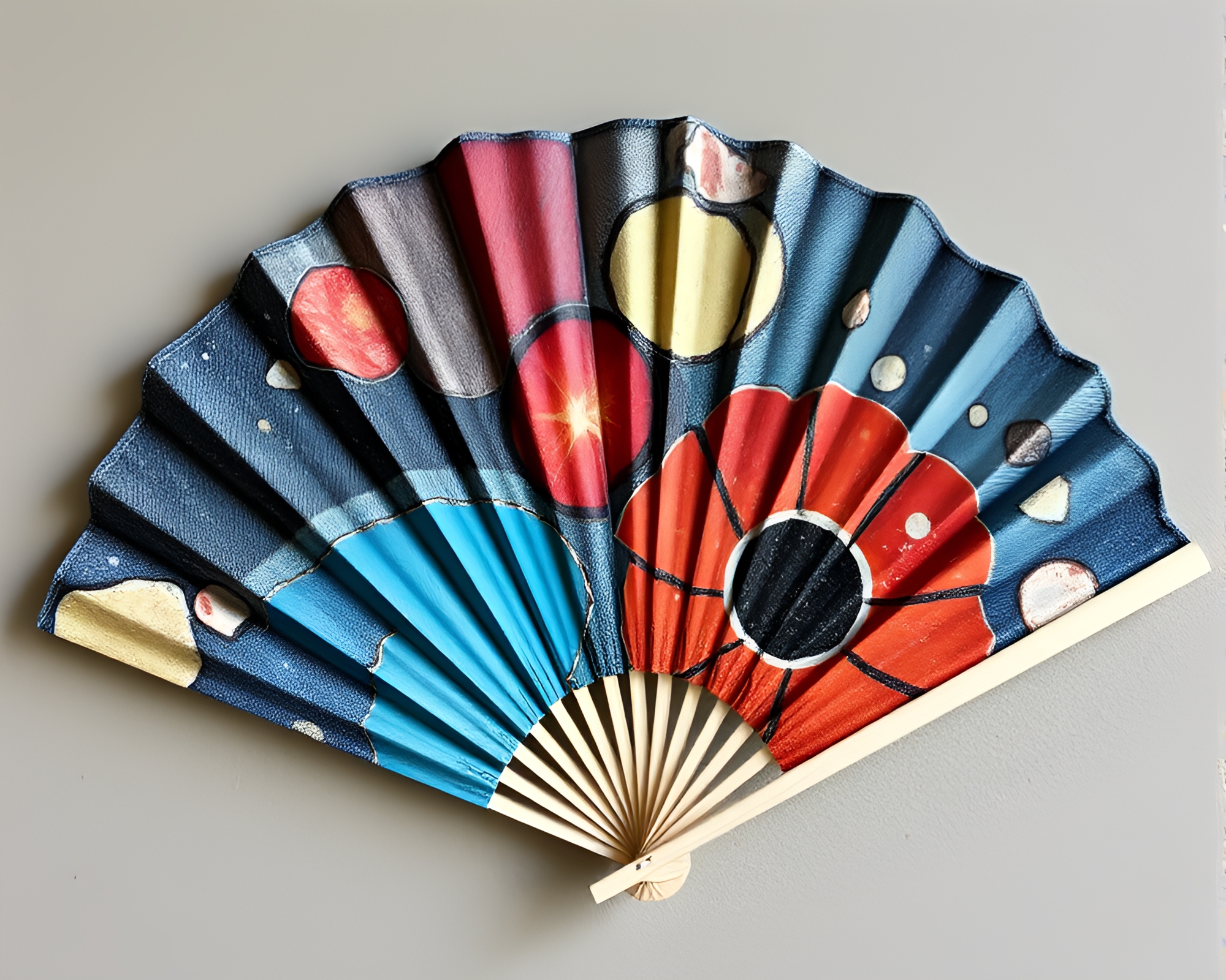 Hand-painted Fan in Bio-Organic Mosaic Fragment – free AI stock image