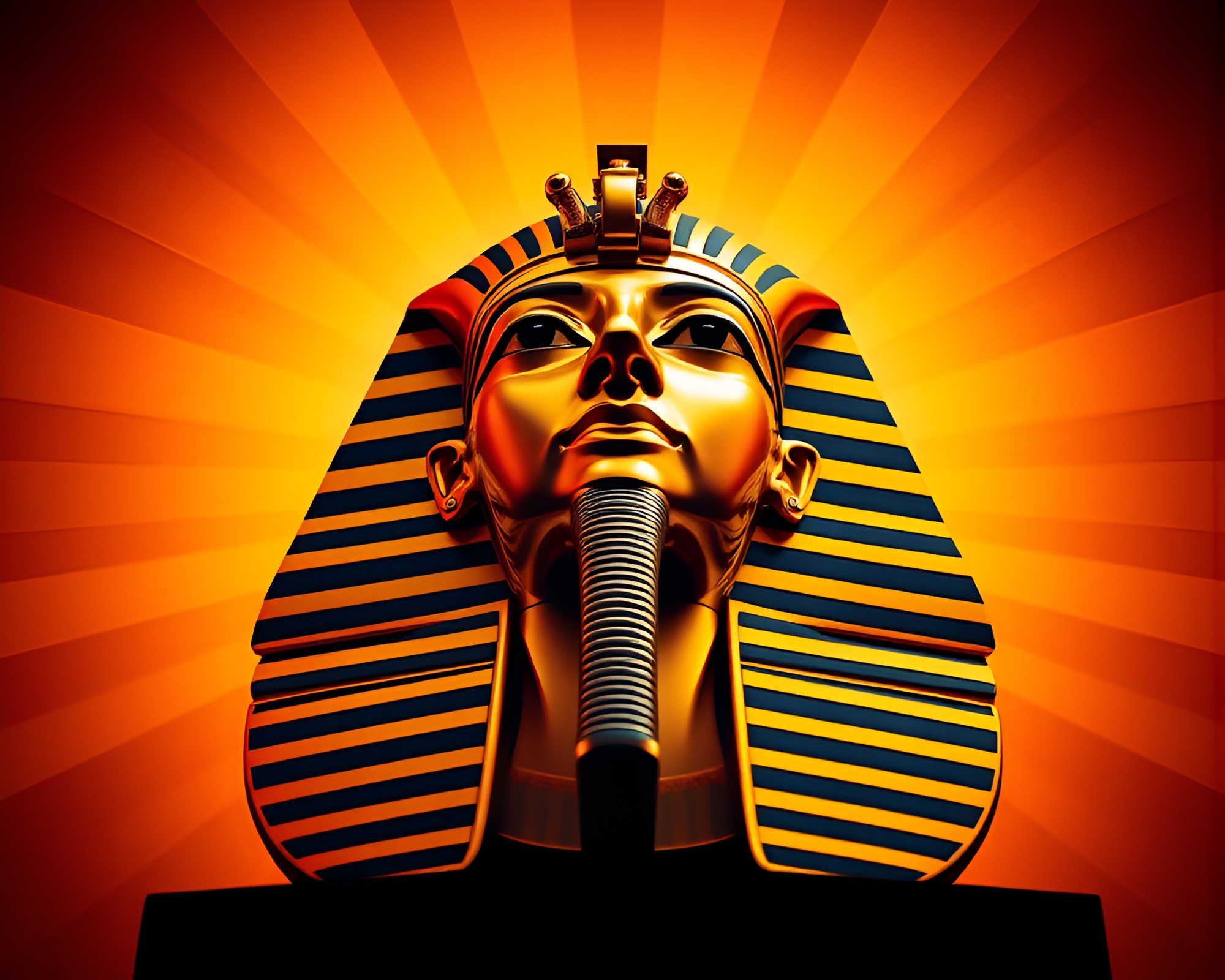 Pharaoh’s Mask Under Starburst Sky – free AI stock image
