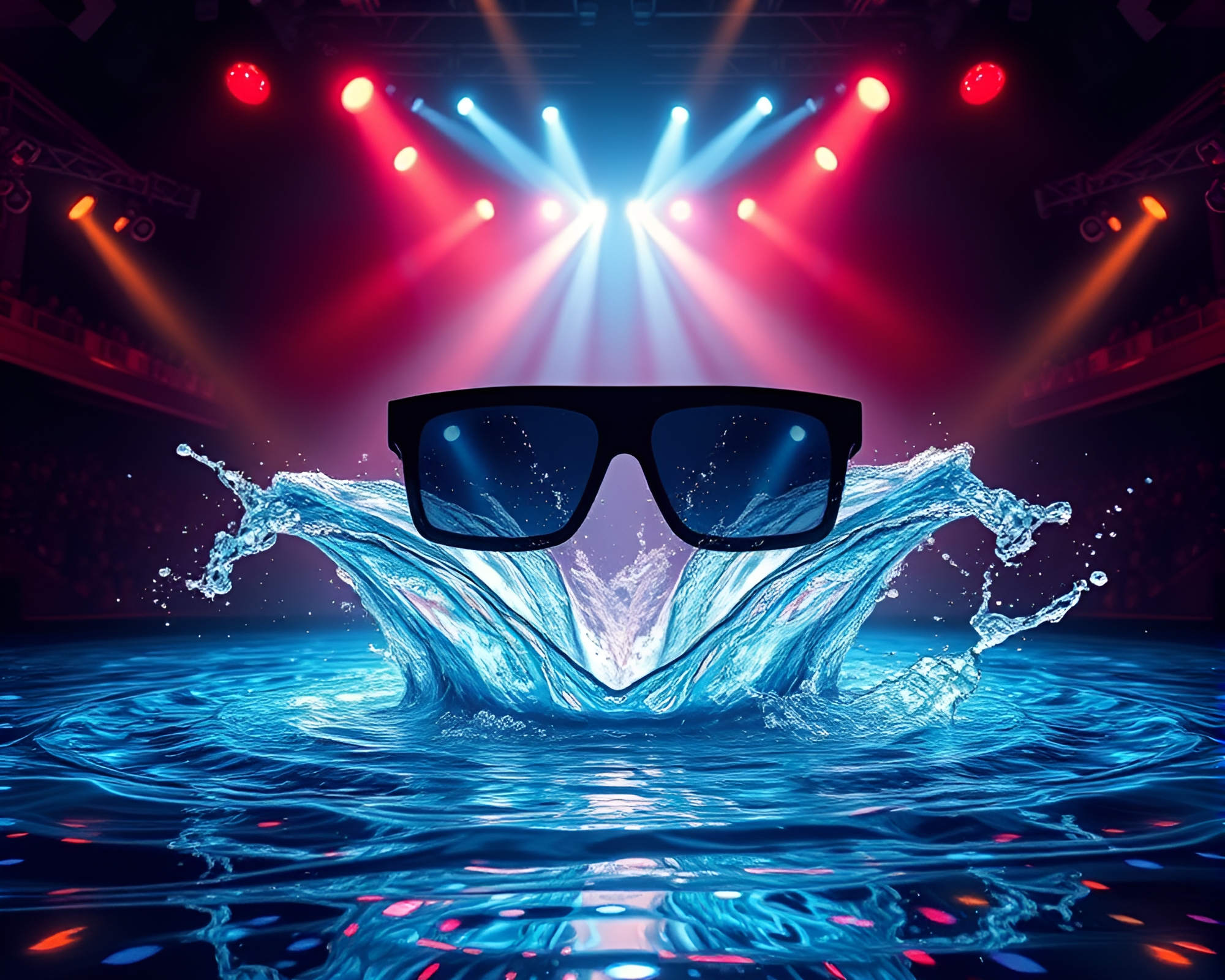 Augmented Reality Concert: Water Whirlpool Pointillism – free AI stock image