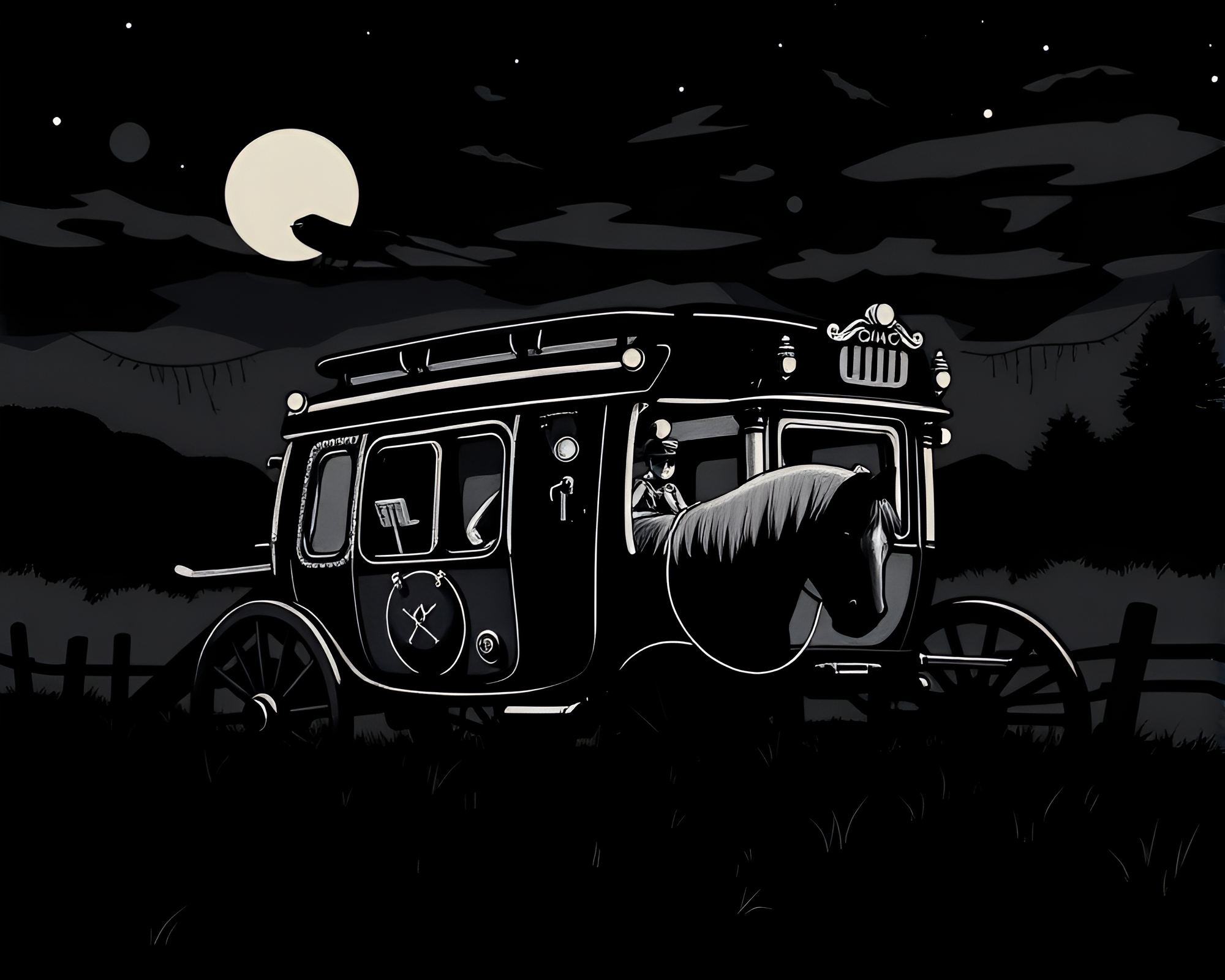 Dramatic Stagecoach Escape In Cartoon Style – free AI stock image