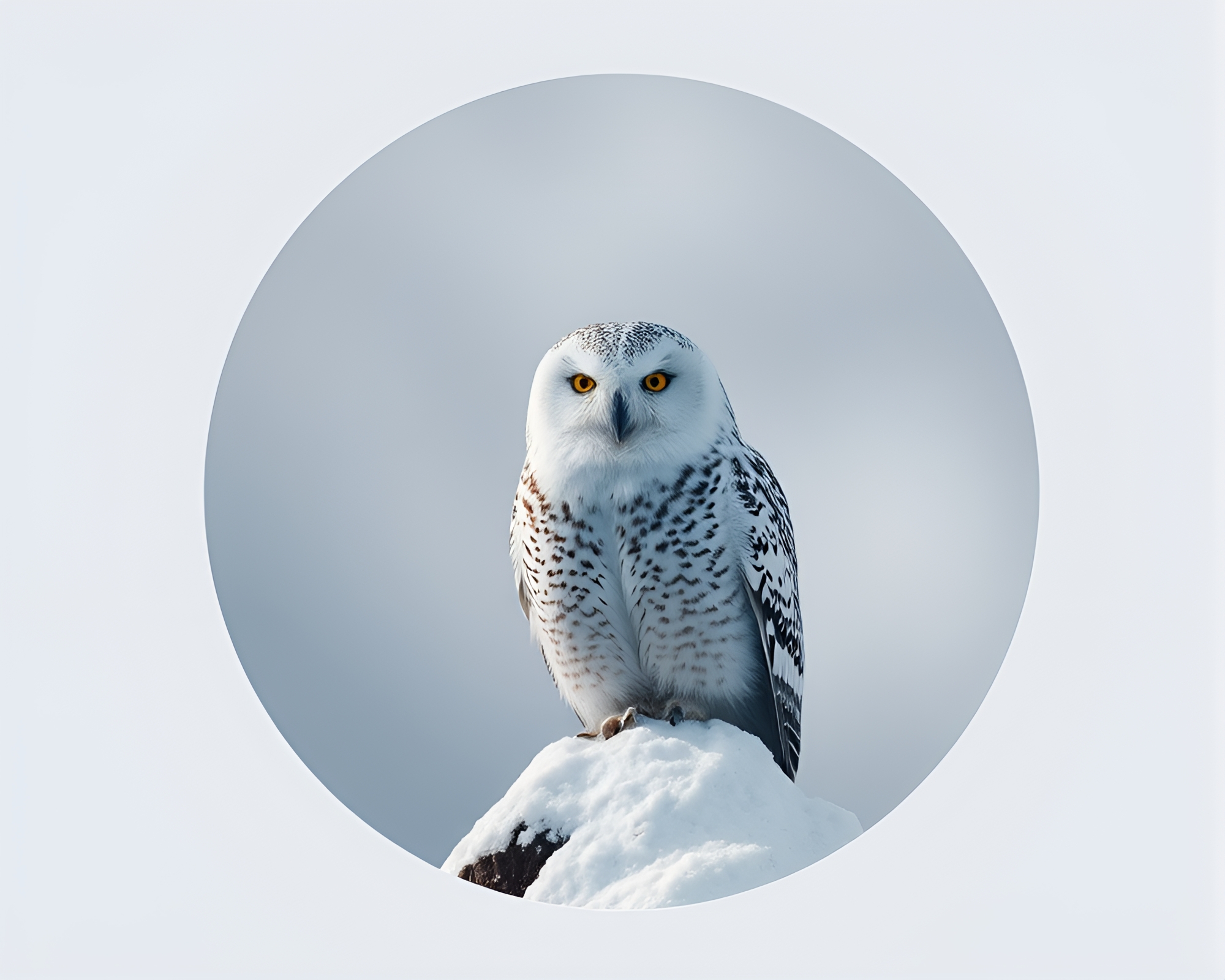 Circular Frame Snowy Owl Geometric Abstraction – free AI stock image
