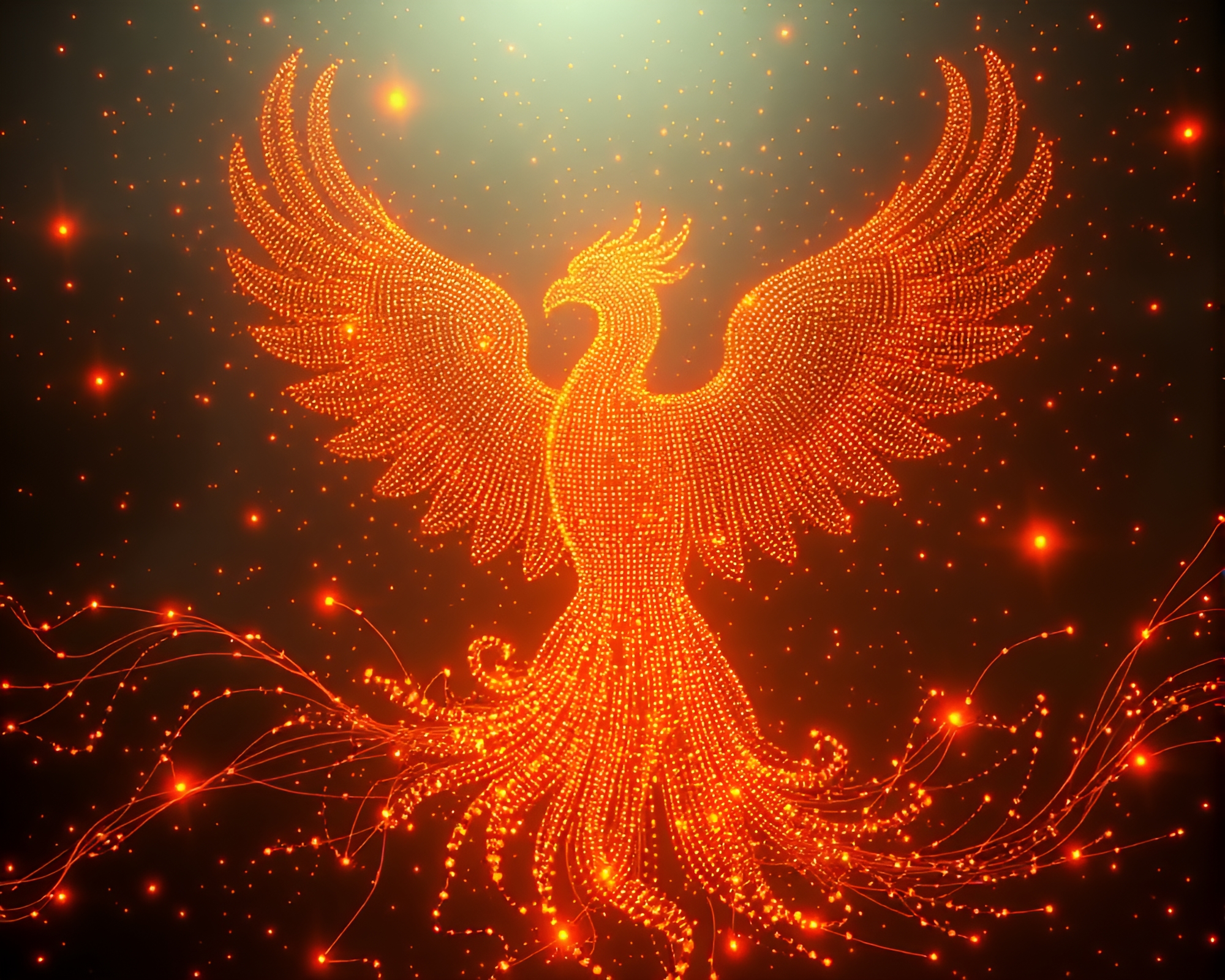 Phoenix Sorcery: Dot Matrix GAN Artwork – free AI stock image
