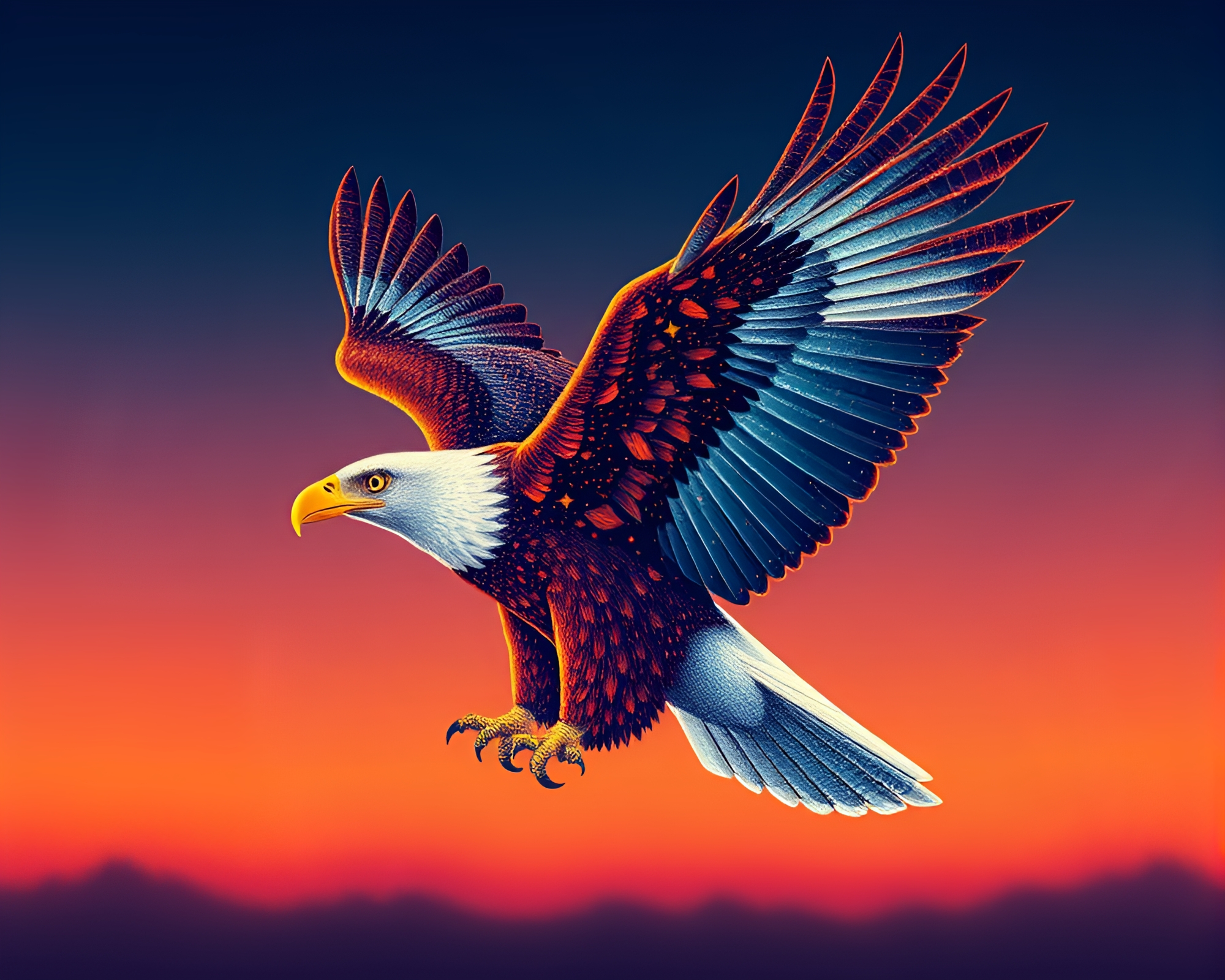 Hyper-Saturated Eagle in Isometric Pointillist Dots – free AI stock image