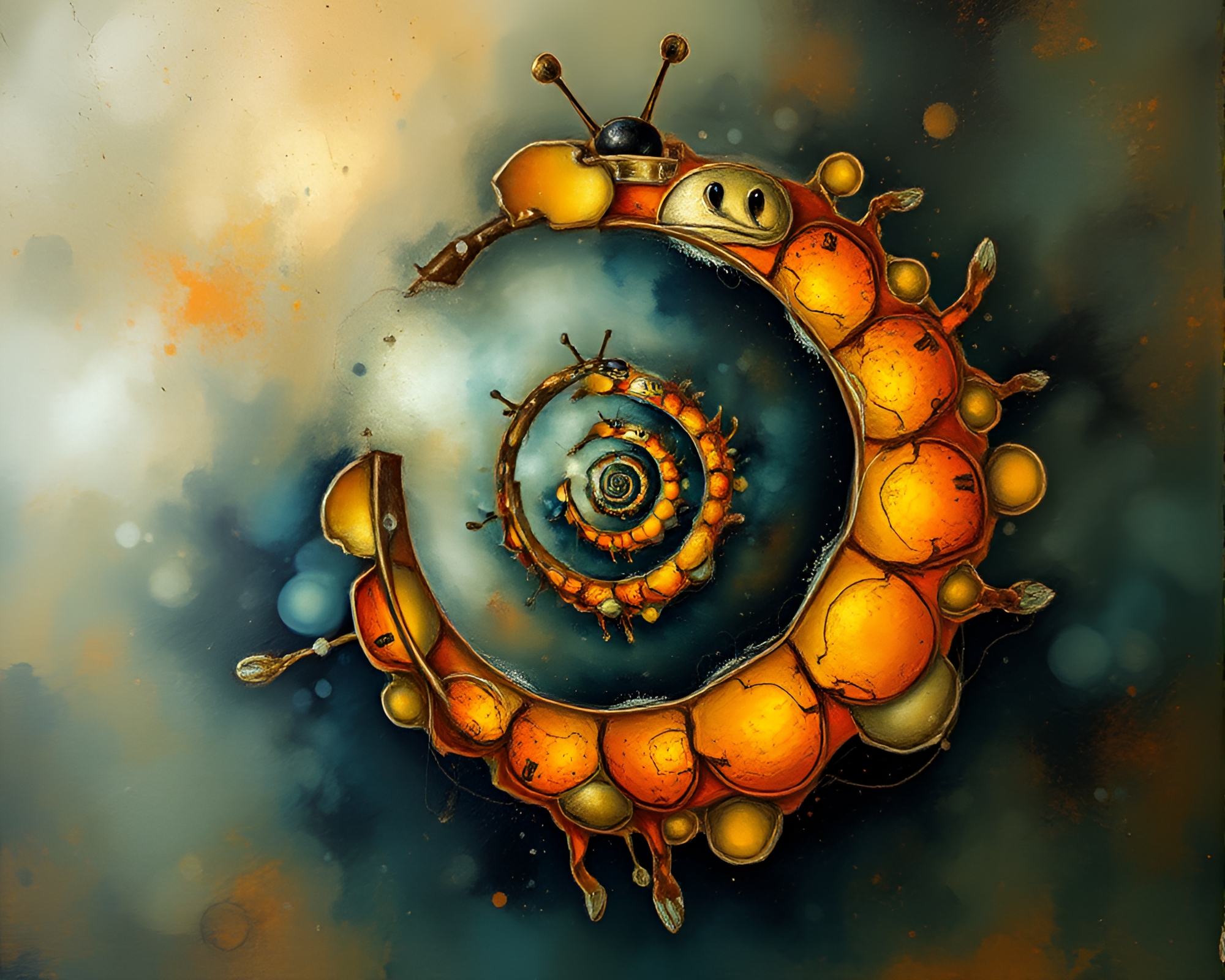 Android in Fibonacci Spiral Fresco Painting – free AI stock image