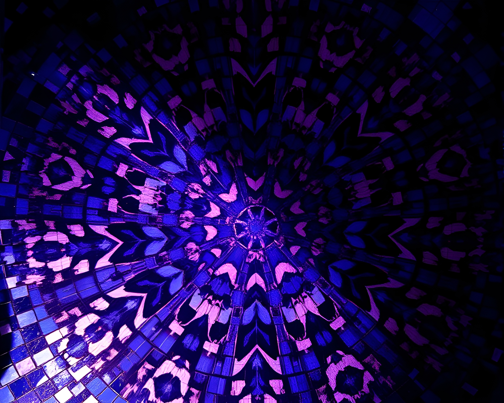 Mystical Indigo Kaleidoscope Spotlight Mosaic – free AI stock image