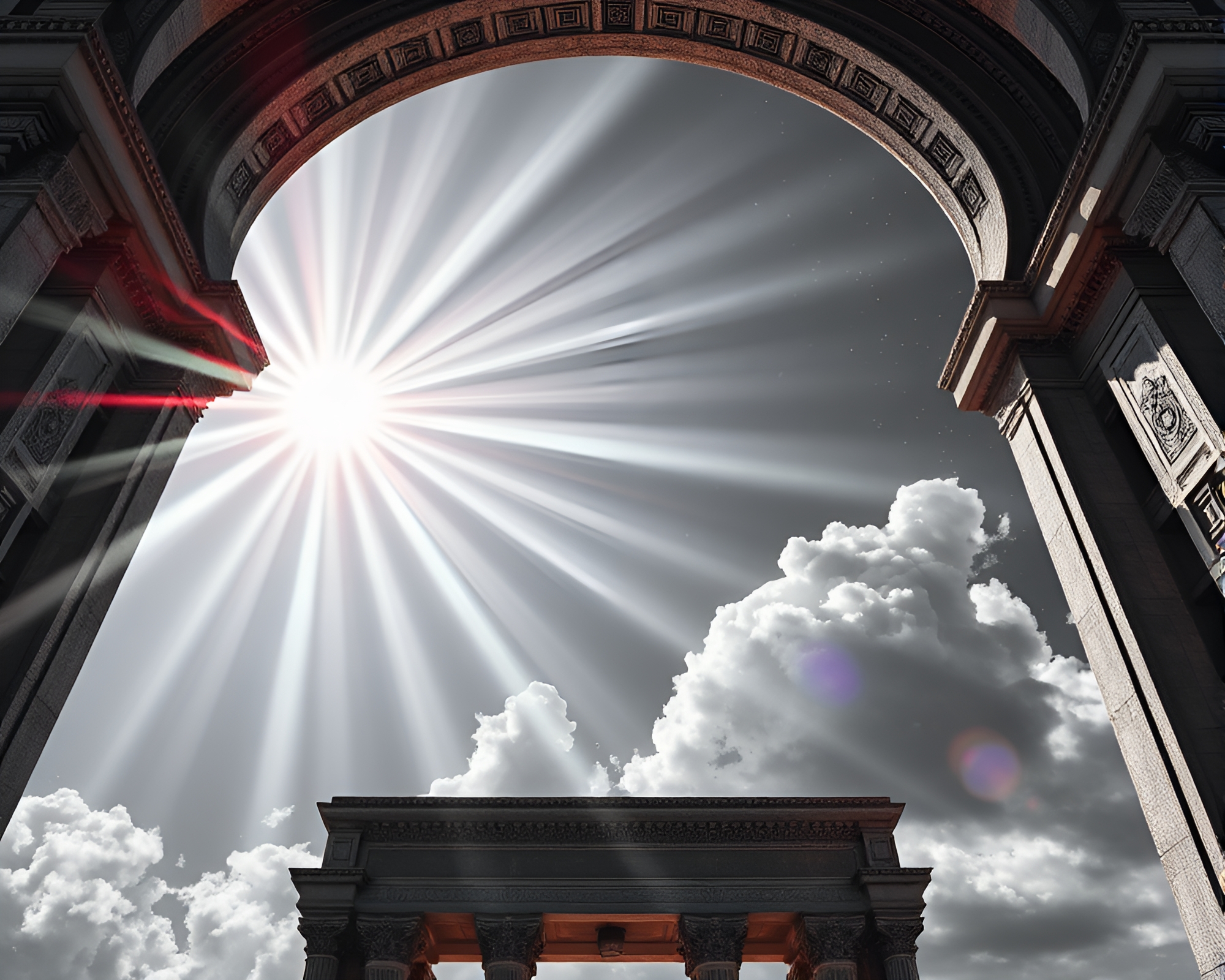 Celestial Dragon Temple: Sunbeam Illumination – free AI stock image