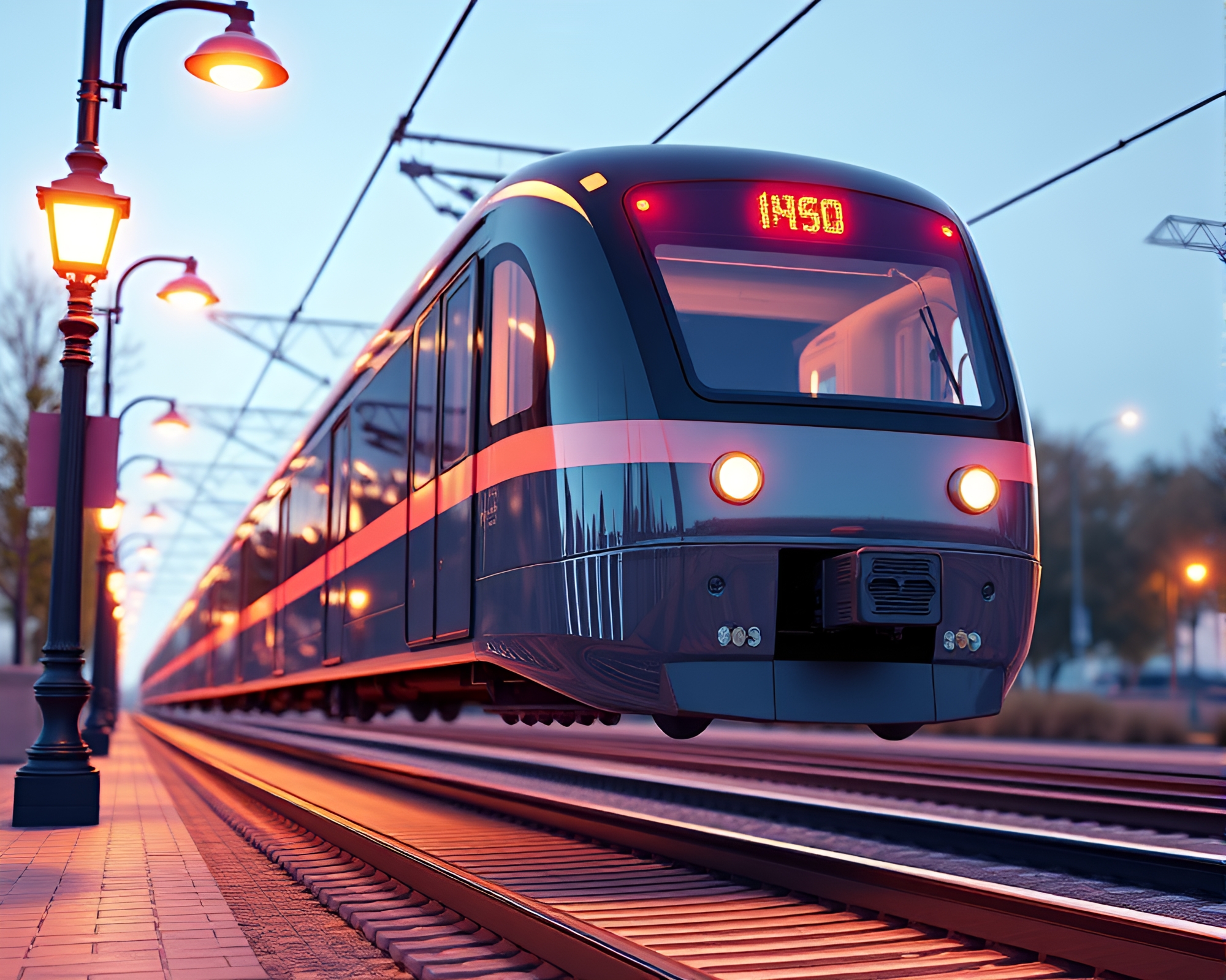 Magnetic Levitation Train in Low-Poly Cityscape – free AI stock image