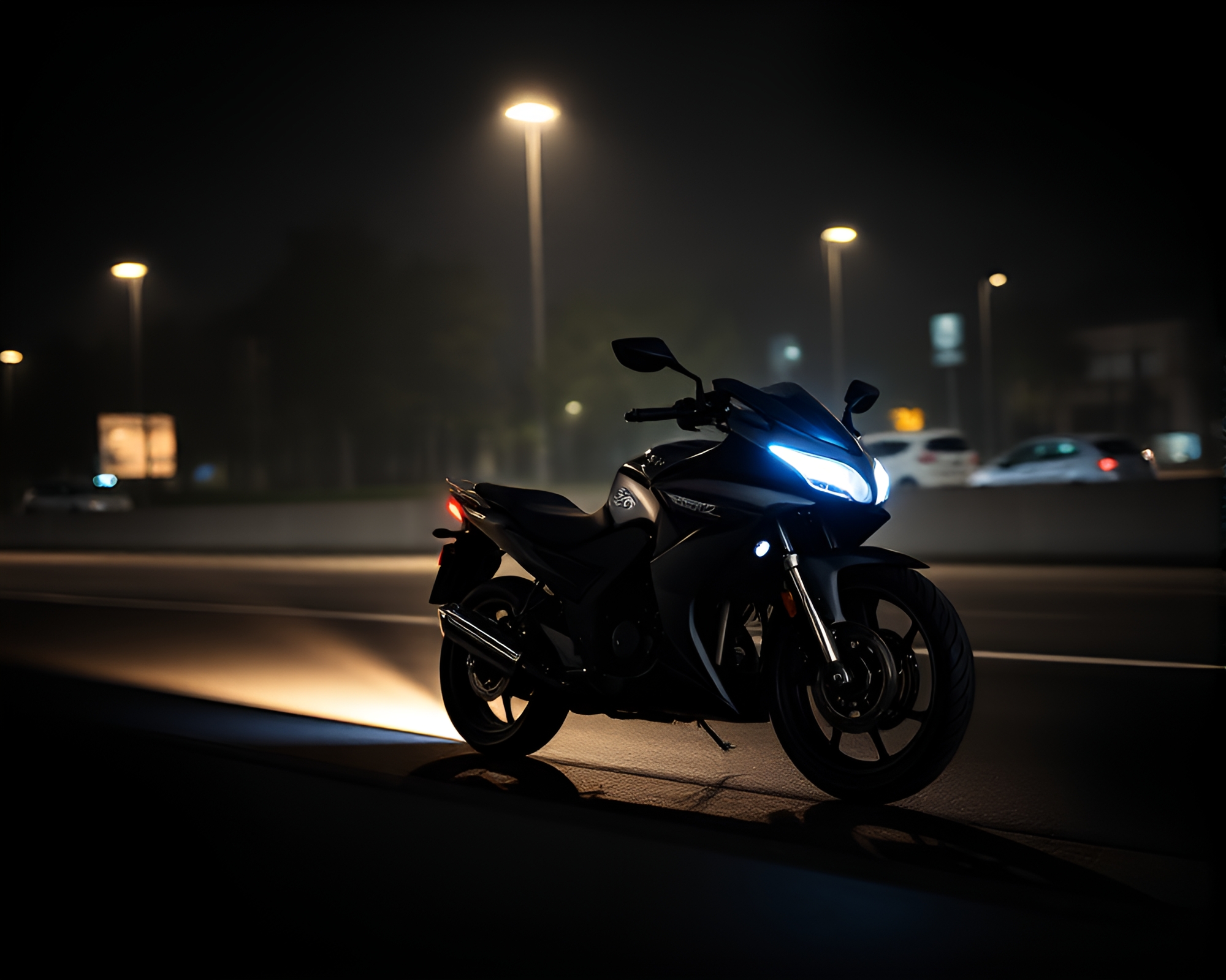 Futuristic Hoverbike Racing Through Soft Shadows – free AI stock image