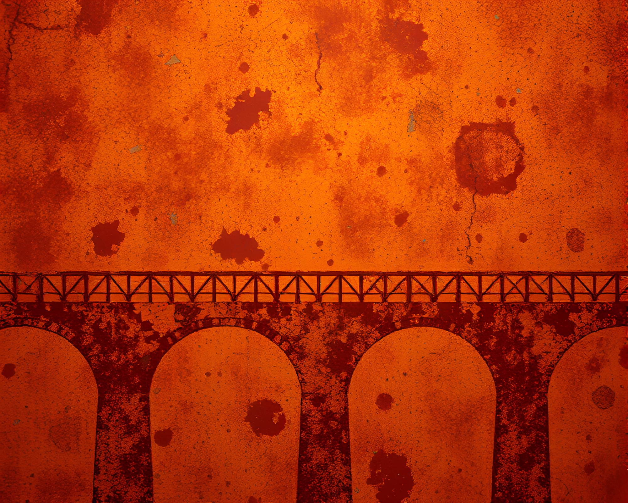 Digital Rust Bridge: Flat Design Composition – free AI stock image