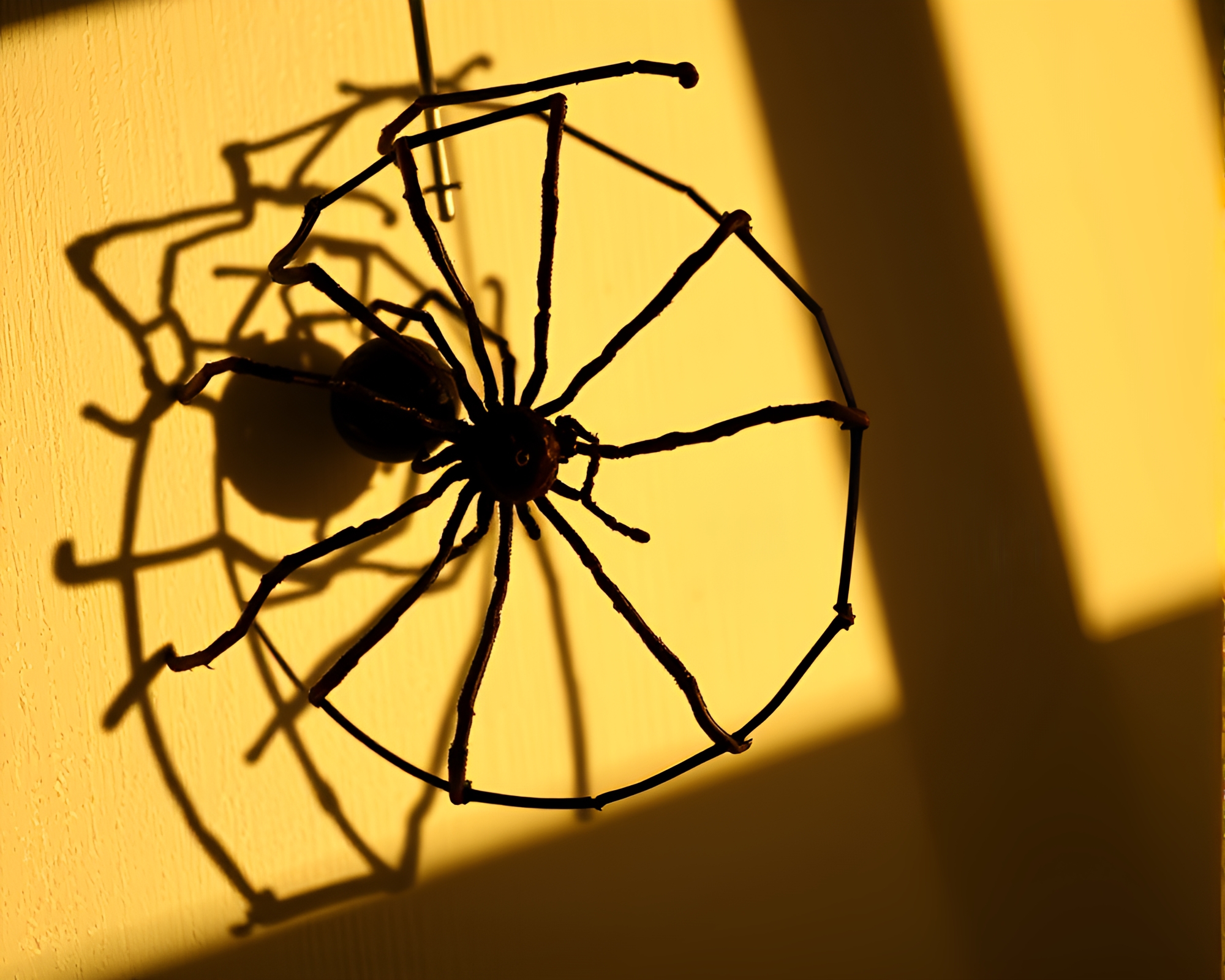Fibonacci Spiral Mechanical Spider in Porchlight Warmth – free AI stock image