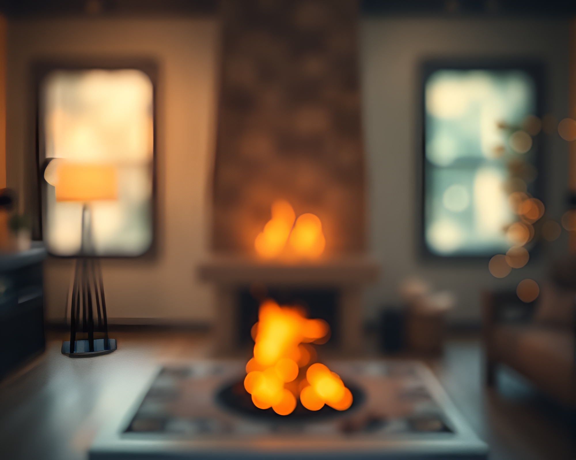Ethereal Time Vortex Encased in Bokeh Fireplace Glow – free AI stock image