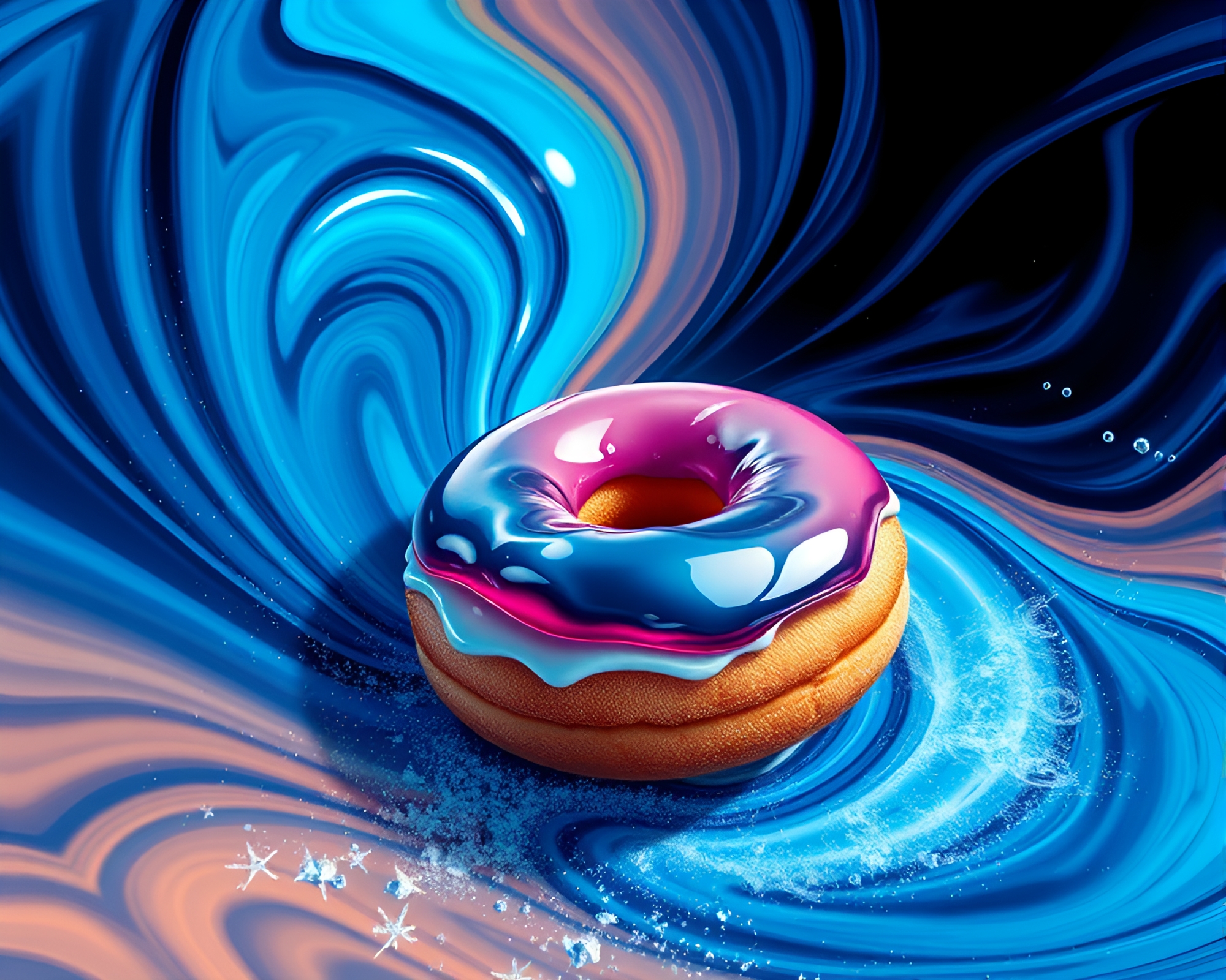 Arctic Blue Jelly-filled Doughnut Vortex – free AI stock image