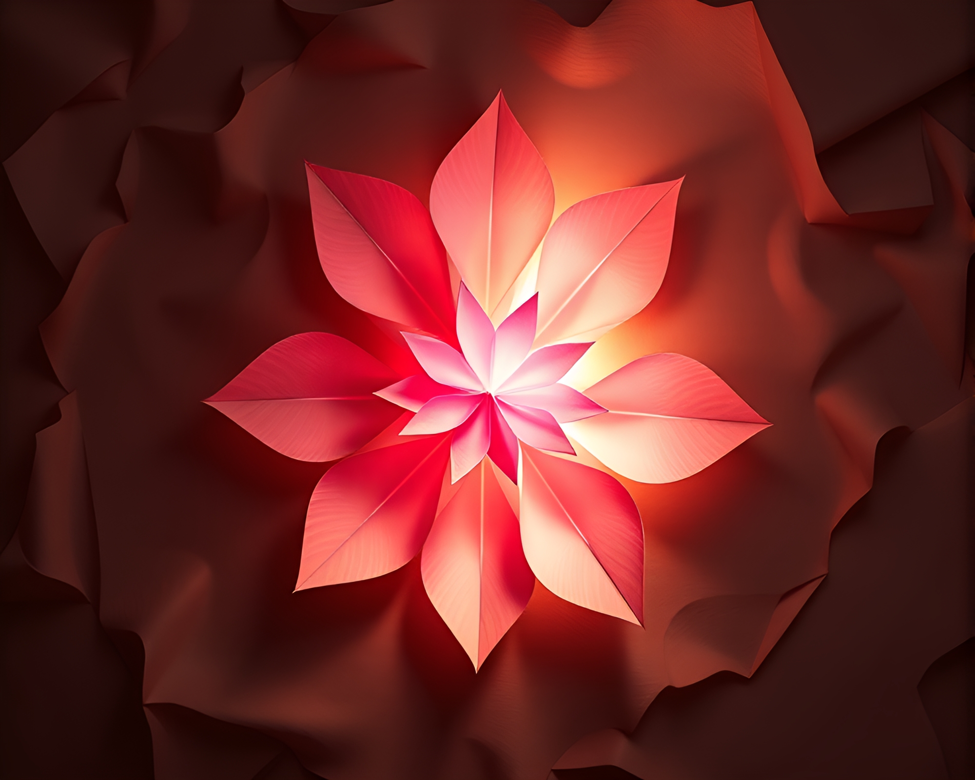 Origami Flower Illuminated by Dungeon Torchlight – free AI stock image