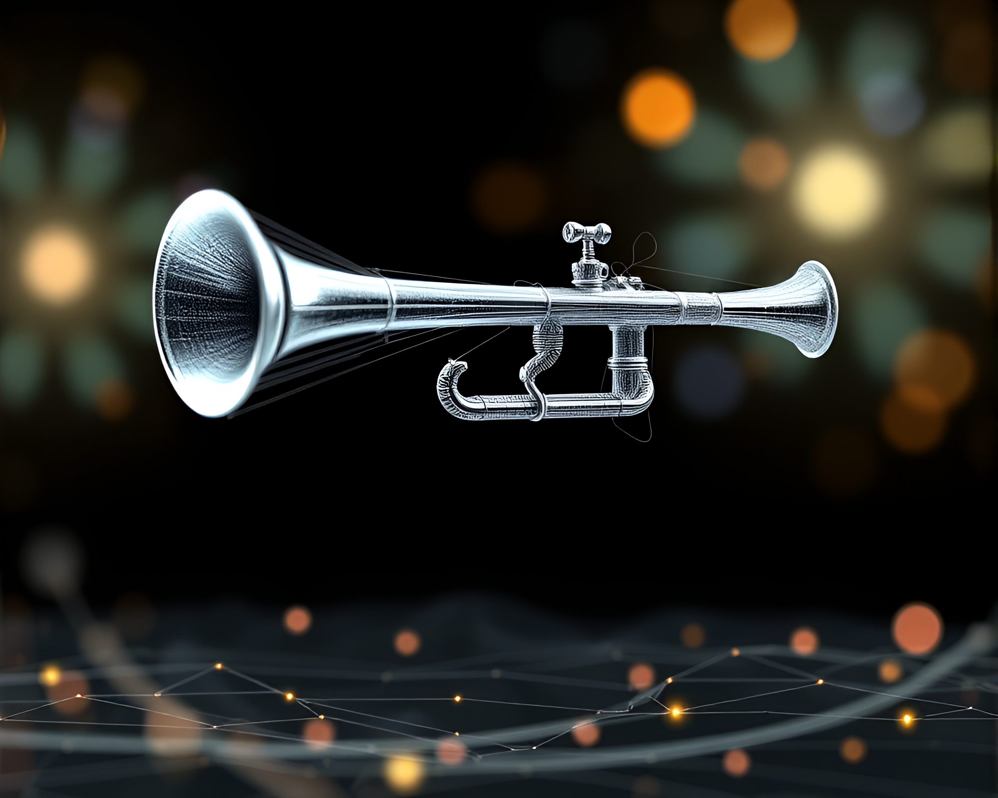 Ethereal Trumpet Harmony in 3D Digital Bloom – free AI stock image