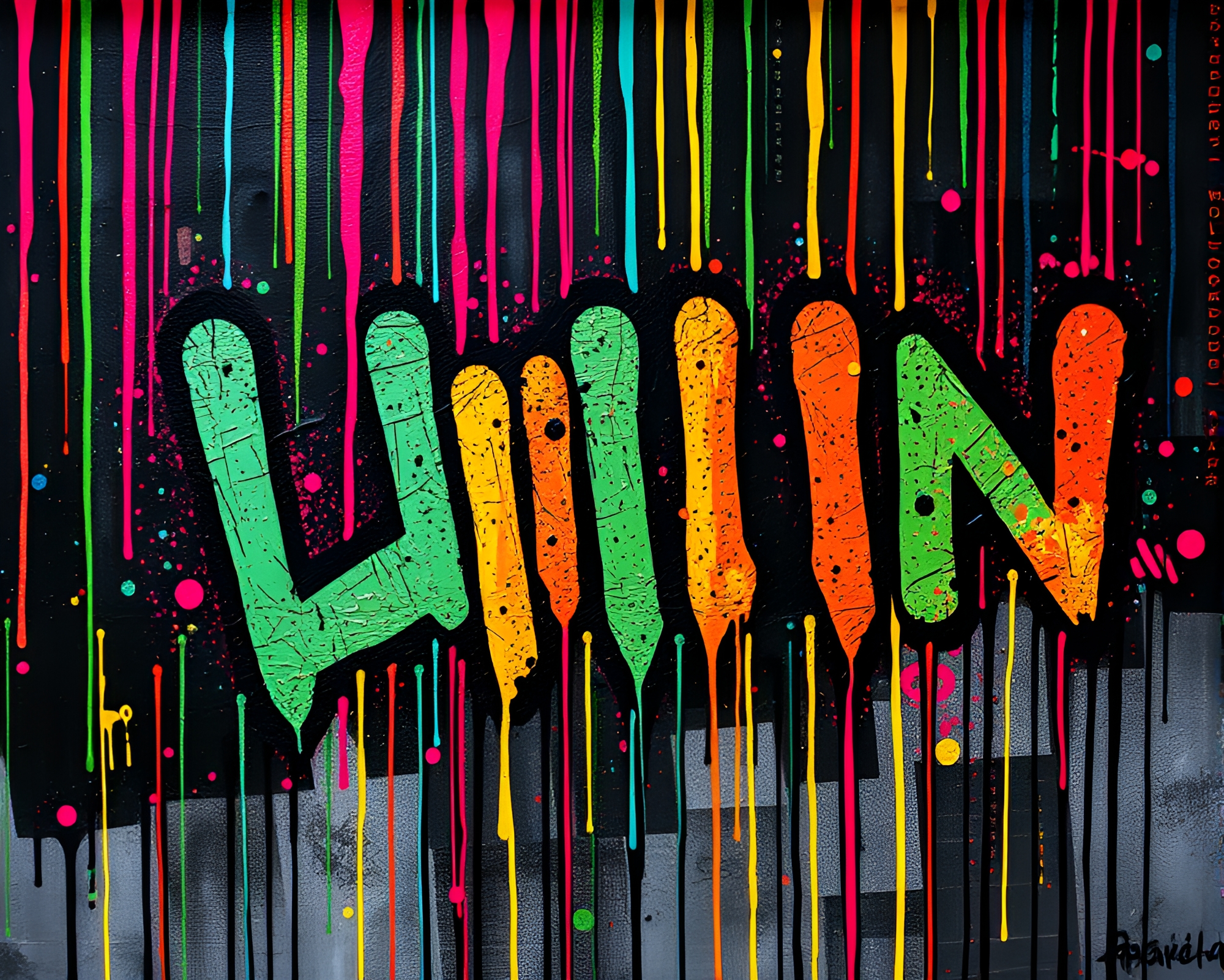 Graffiti Drips in Cybernetic Binary Code – free AI stock image